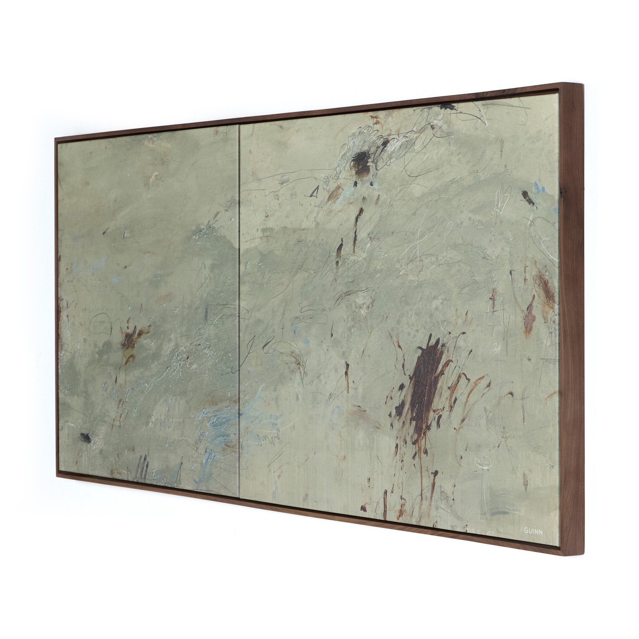Four Hands At Peace and In Place by Tyler Guinn — 250894-003 - 72.0x32.5-Rustic Walnut Floater-Statement