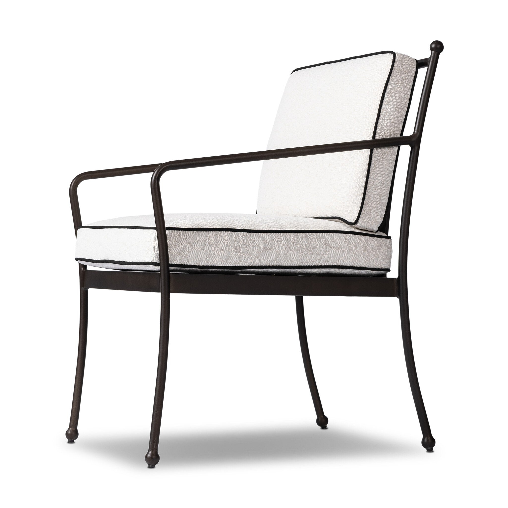 Four Hands Tally Outdoor Dining Armchair — Alessi Linen-Montreux Obsidian-Matte Gunmetal