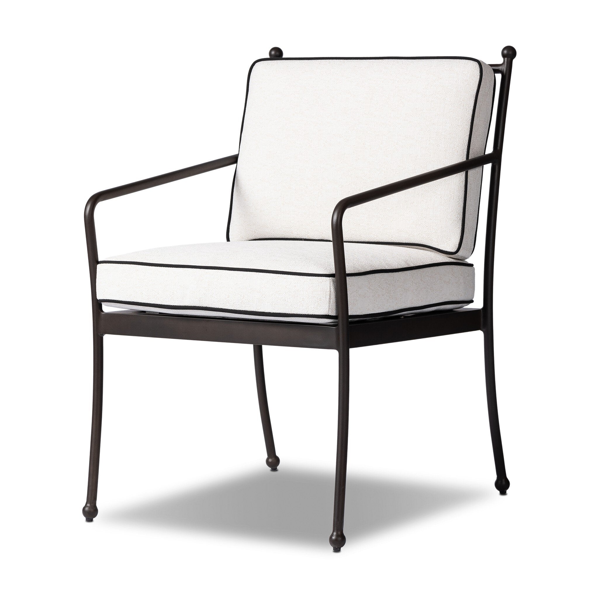 Four Hands Tally Outdoor Dining Armchair — Alessi Linen-Montreux Obsidian-Matte Gunmetal