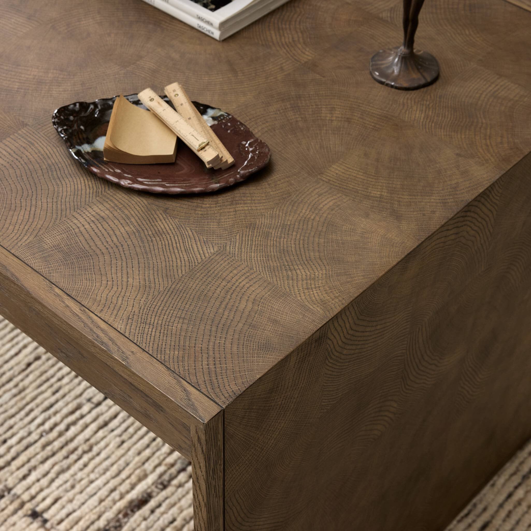 Four Hands Salta Desk — Brown Oak Thick Veneer-Brown Oak Thin Oyster-Brown Oak Solid
