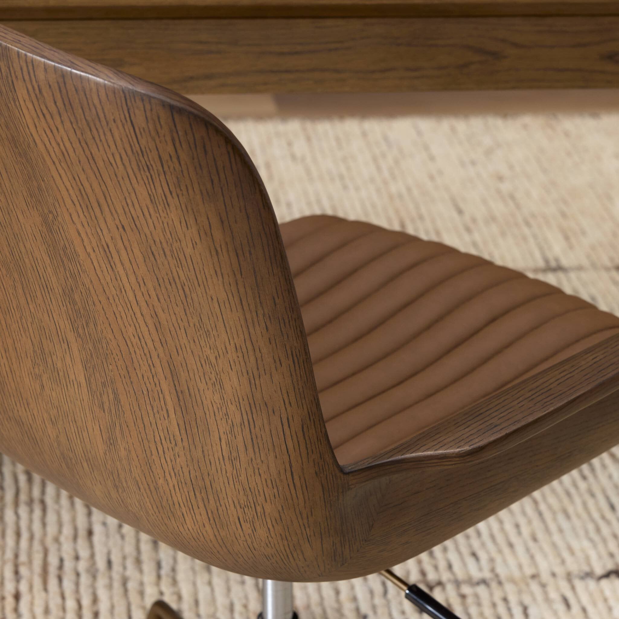 Four Hands Salta Desk — Brown Oak Thick Veneer-Brown Oak Thin Oyster-Brown Oak Solid