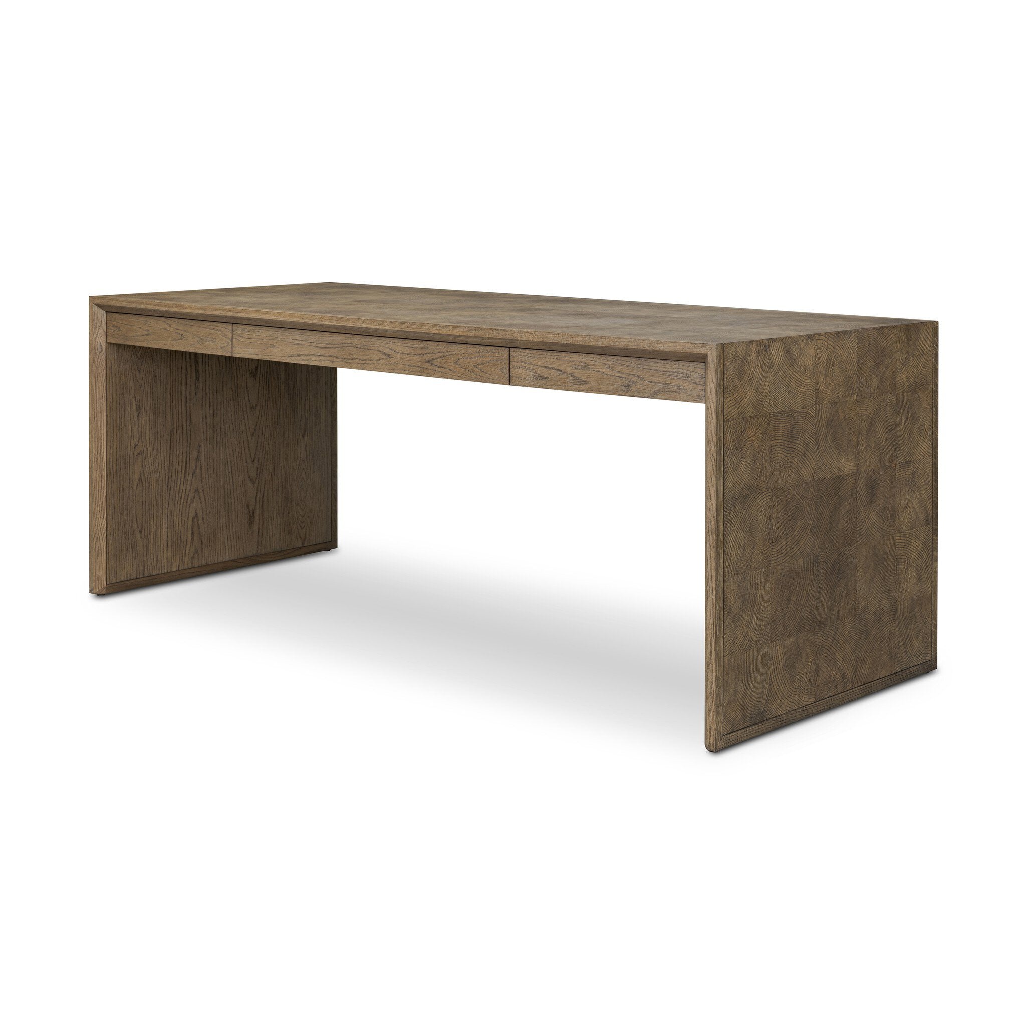 Four Hands Salta Desk — Brown Oak Thick Veneer-Brown Oak Thin Oyster-Brown Oak Solid