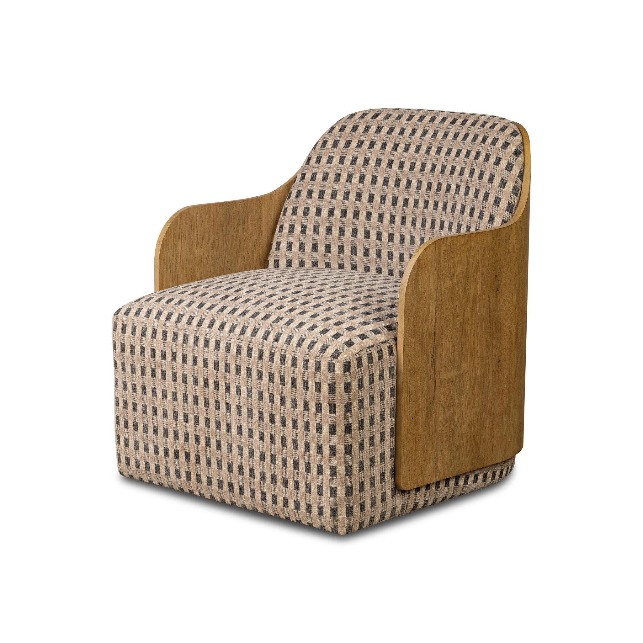 Four Hands Hemphill Swivel Chair — Firefinch Fawn-Aged Smoked Oak