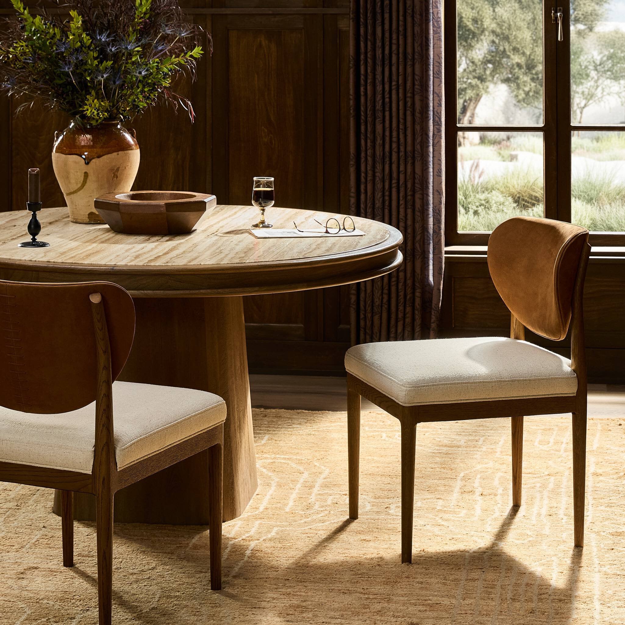 Four Hands Arlow Dining Chair — Nubuck Cognac-Antwerp Natural-Amber Oak