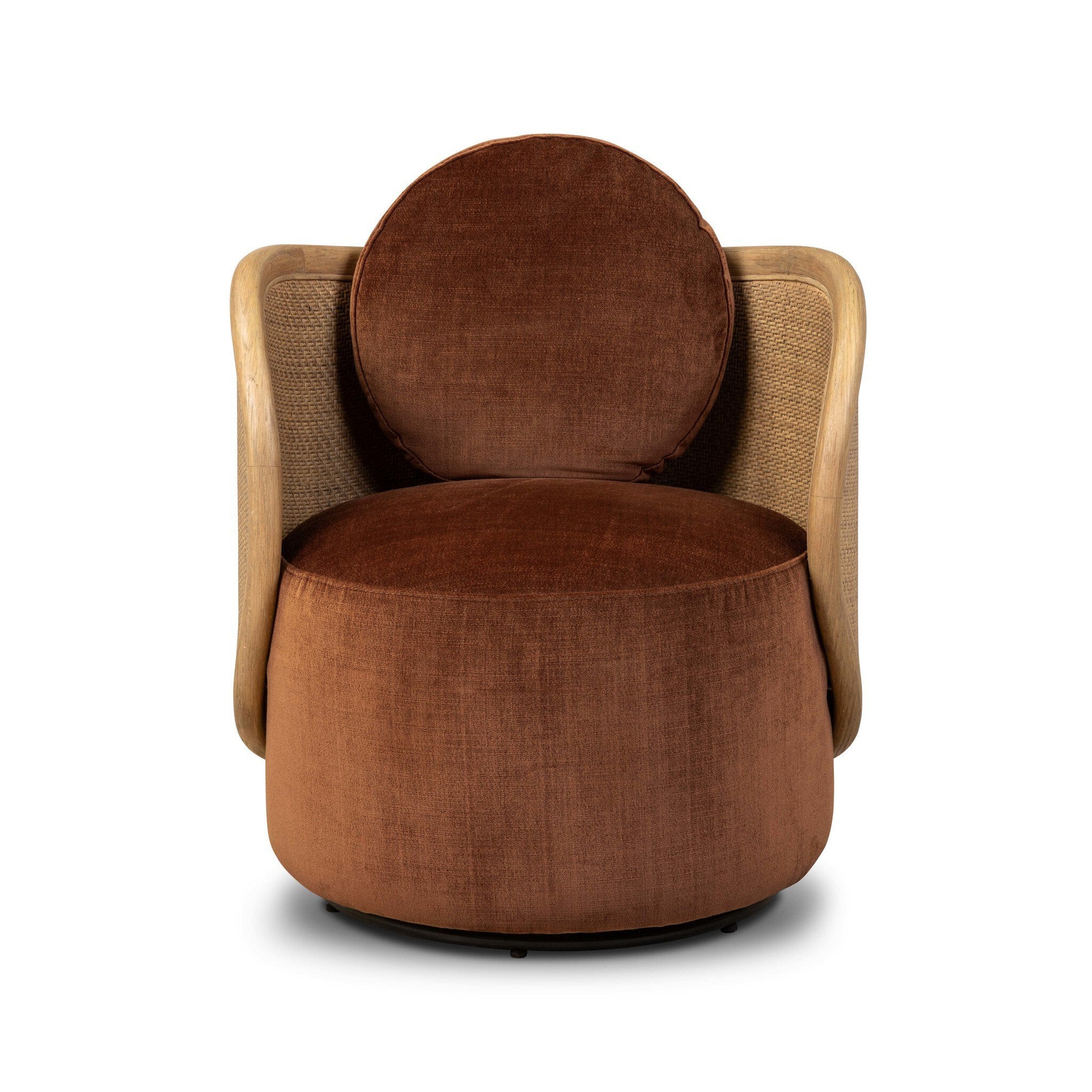 Four Hands Roslin Swivel Chair — Altair Sienna-Aged Smoked Oak-Aged Smoked Oak Cane