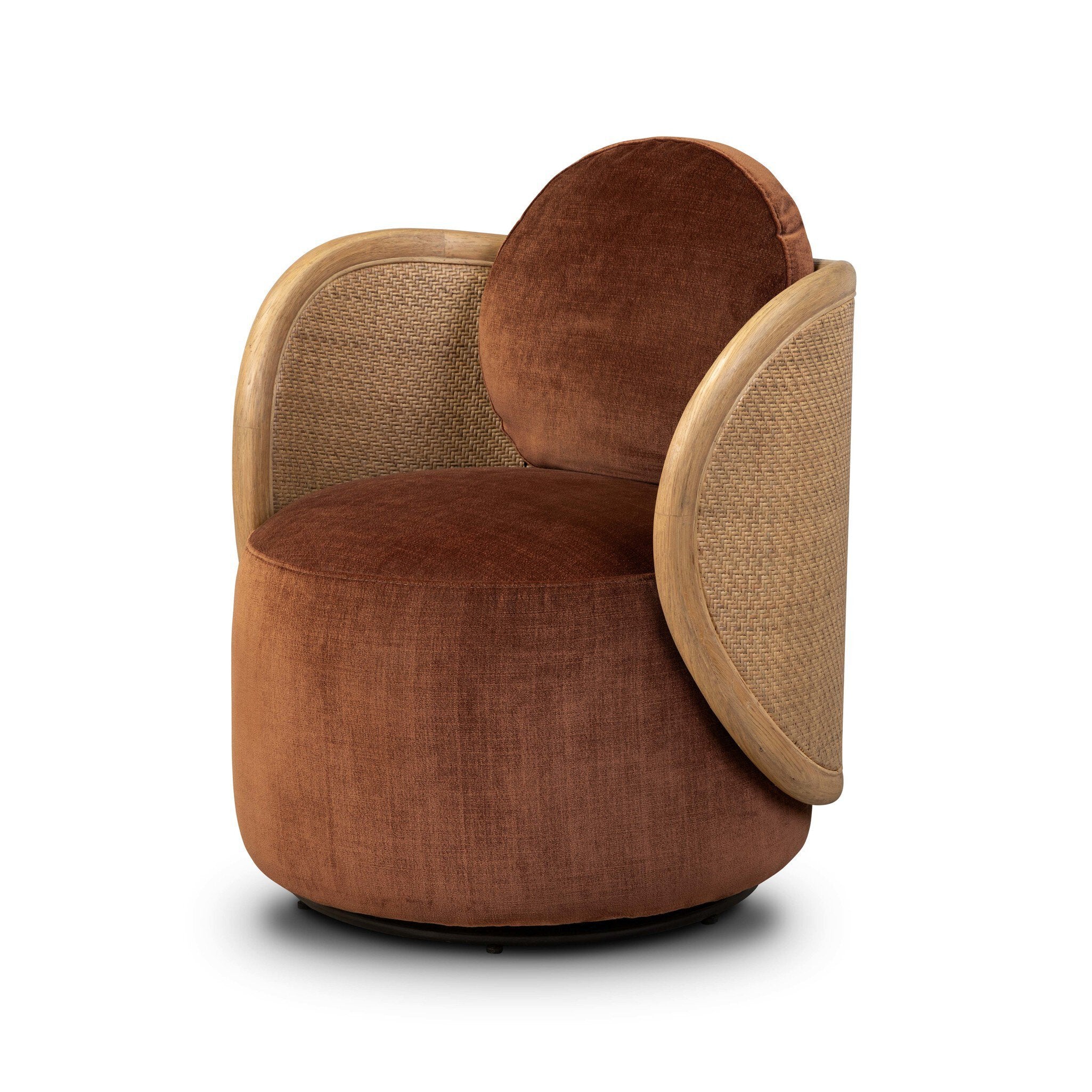 Four Hands Roslin Swivel Chair — Altair Sienna-Aged Smoked Oak-Aged Smoked Oak Cane