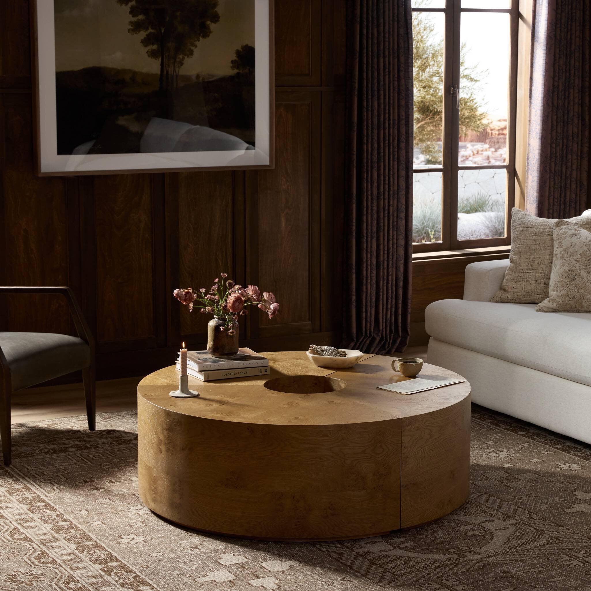Four Hands Rue Coffee Table — Barley Medium Burl Oak-Barley Medium Burl Oak Solid
