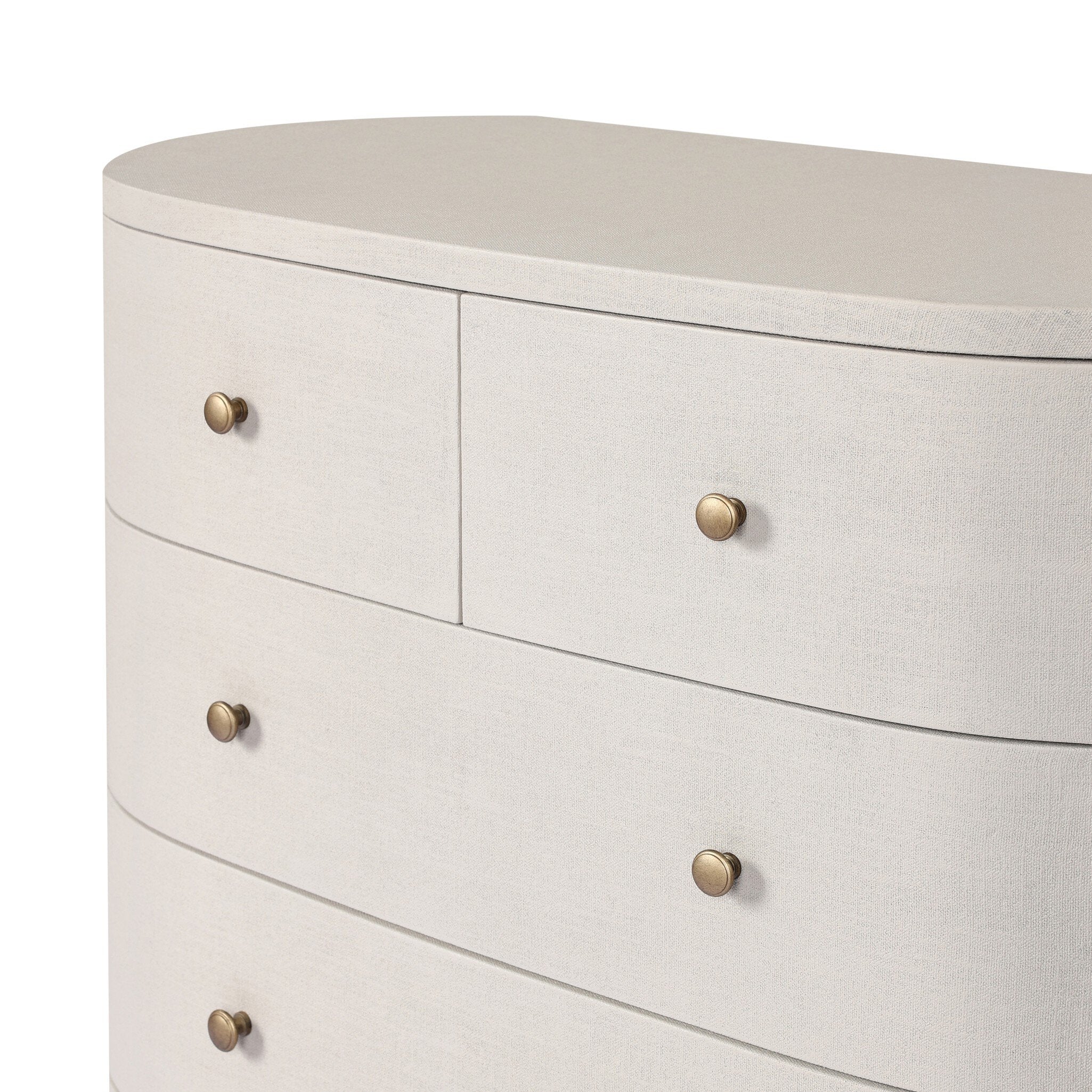 Four Hands Amelia Chest — Ivory Painted Linen-Light Antique Brass