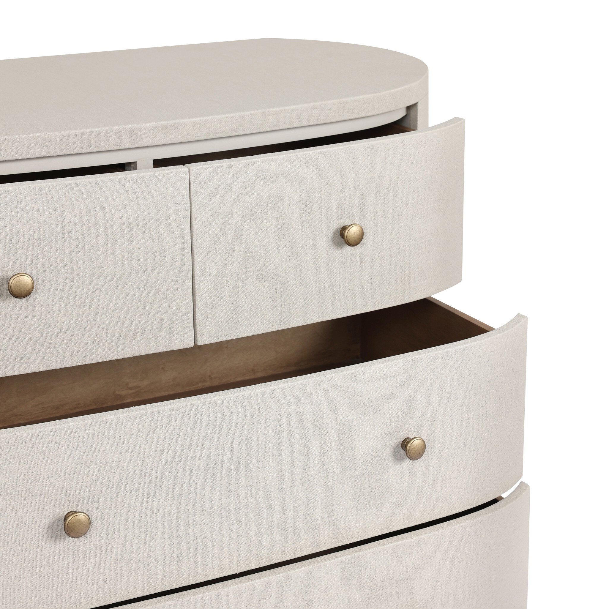 Four Hands Amelia Chest — Ivory Painted Linen-Light Antique Brass