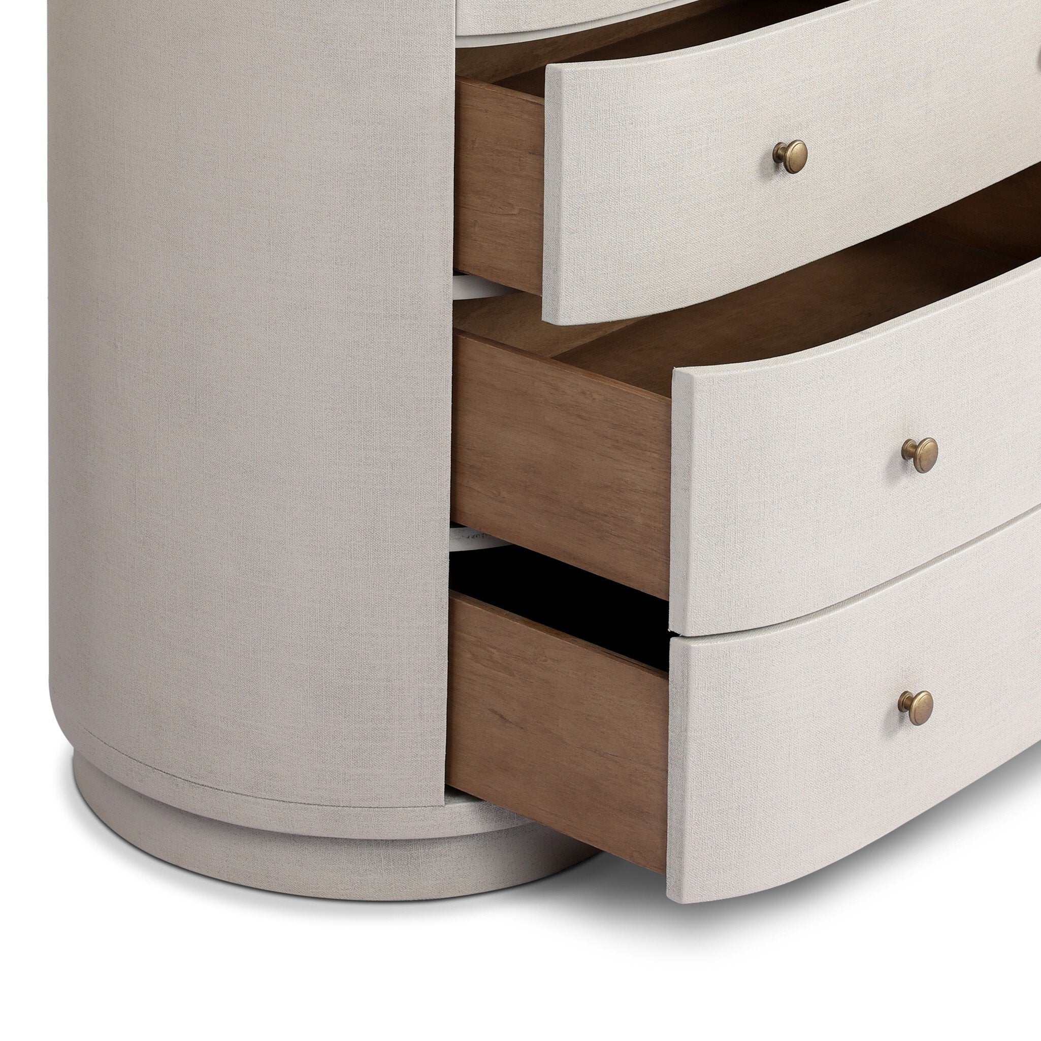 Four Hands Amelia Chest — Ivory Painted Linen-Light Antique Brass