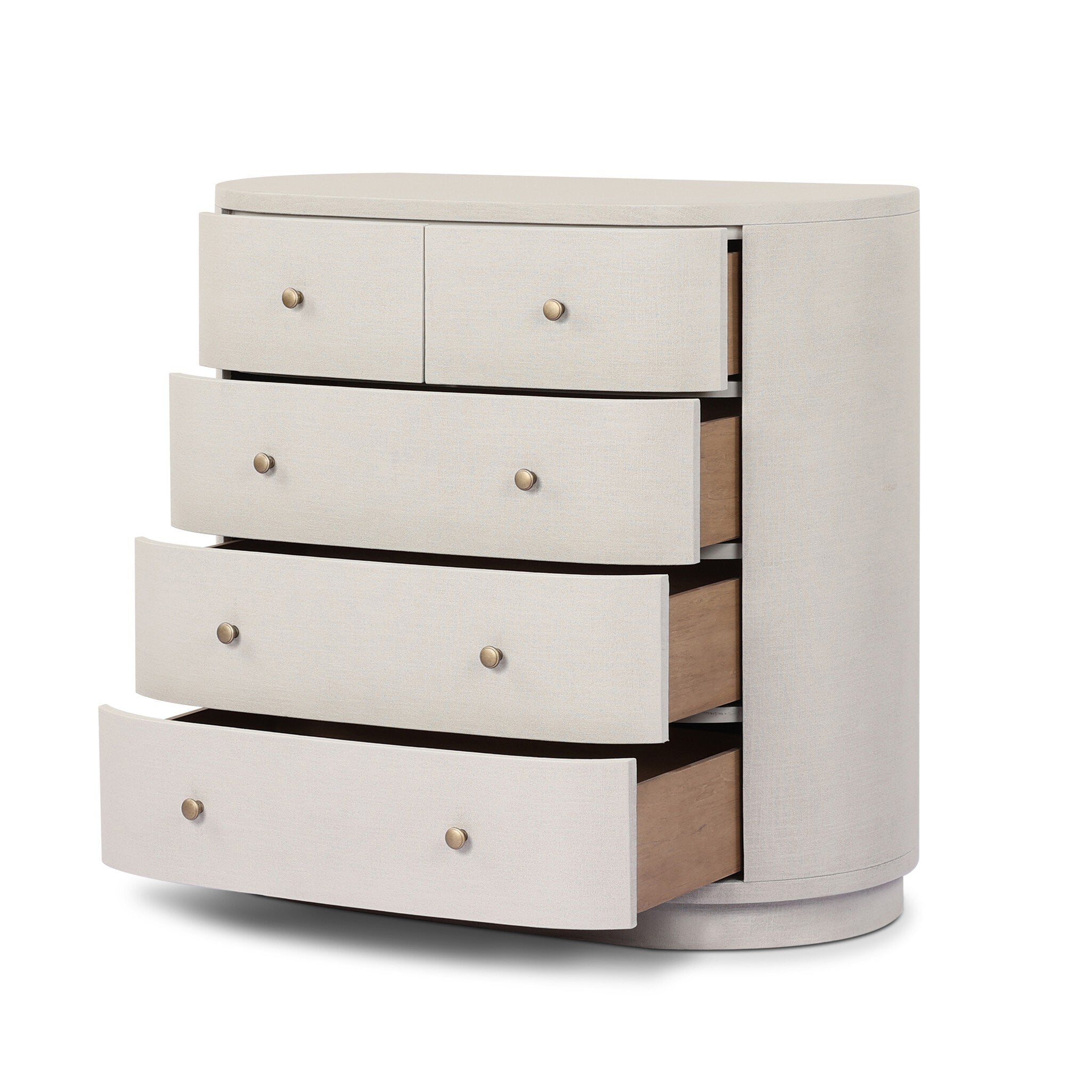 Four Hands Amelia Chest — Ivory Painted Linen-Light Antique Brass