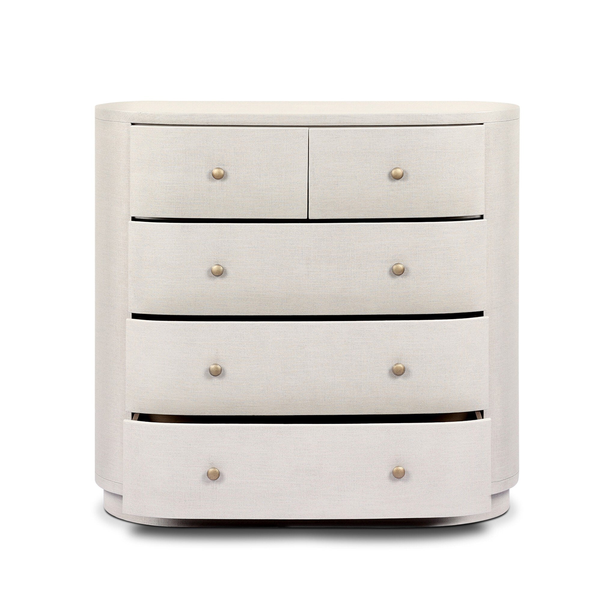 Four Hands Amelia Chest — Ivory Painted Linen-Light Antique Brass