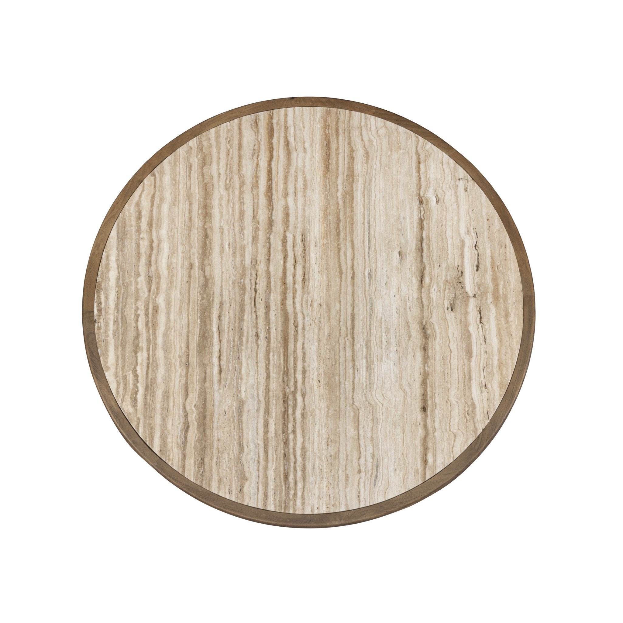 Four Hands Bourne Dining Table — Light Beige Travertine-Warm Mango Solid