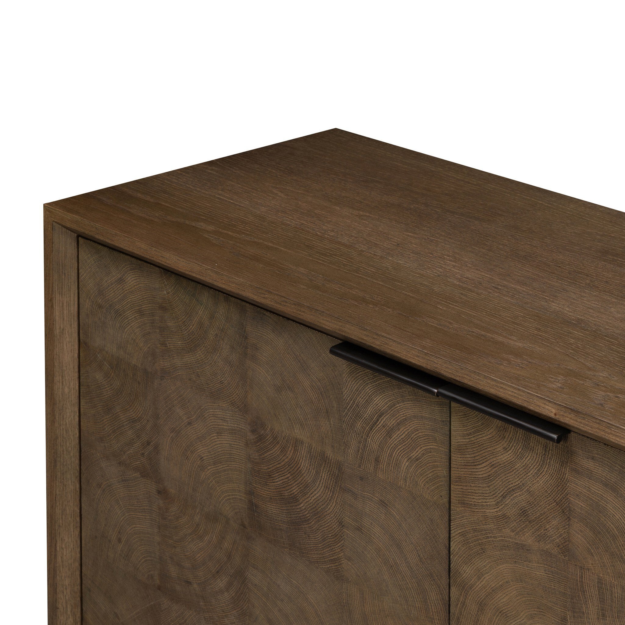 Four Hands Salta Sideboard — Brown Oak Thin Oyster-Brown Oak Thick Veneer-Dark Aluminum