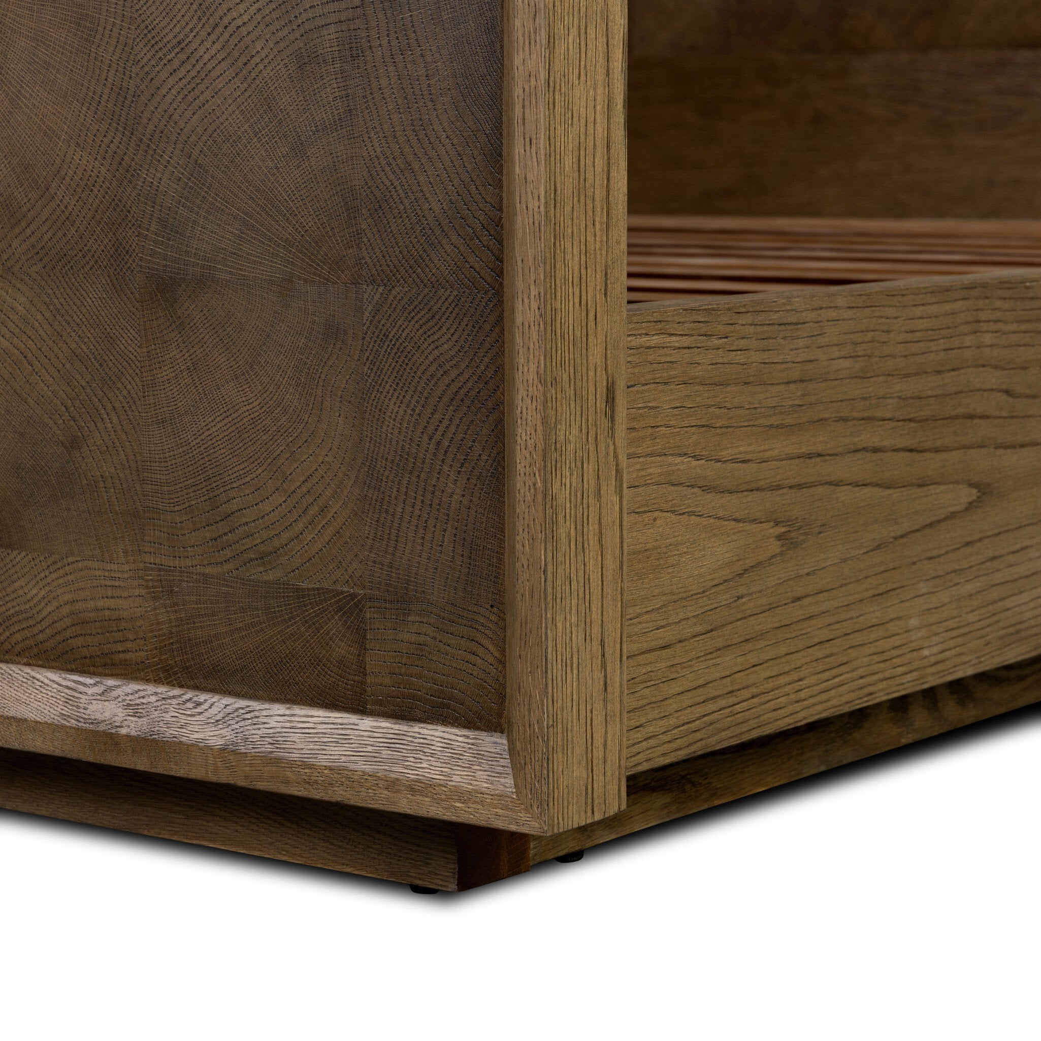 Four Hands Salta Bed — Brown Oak Thin Oyster-Brown Oak Thick Veneer-Brown Oak Solid-Queen