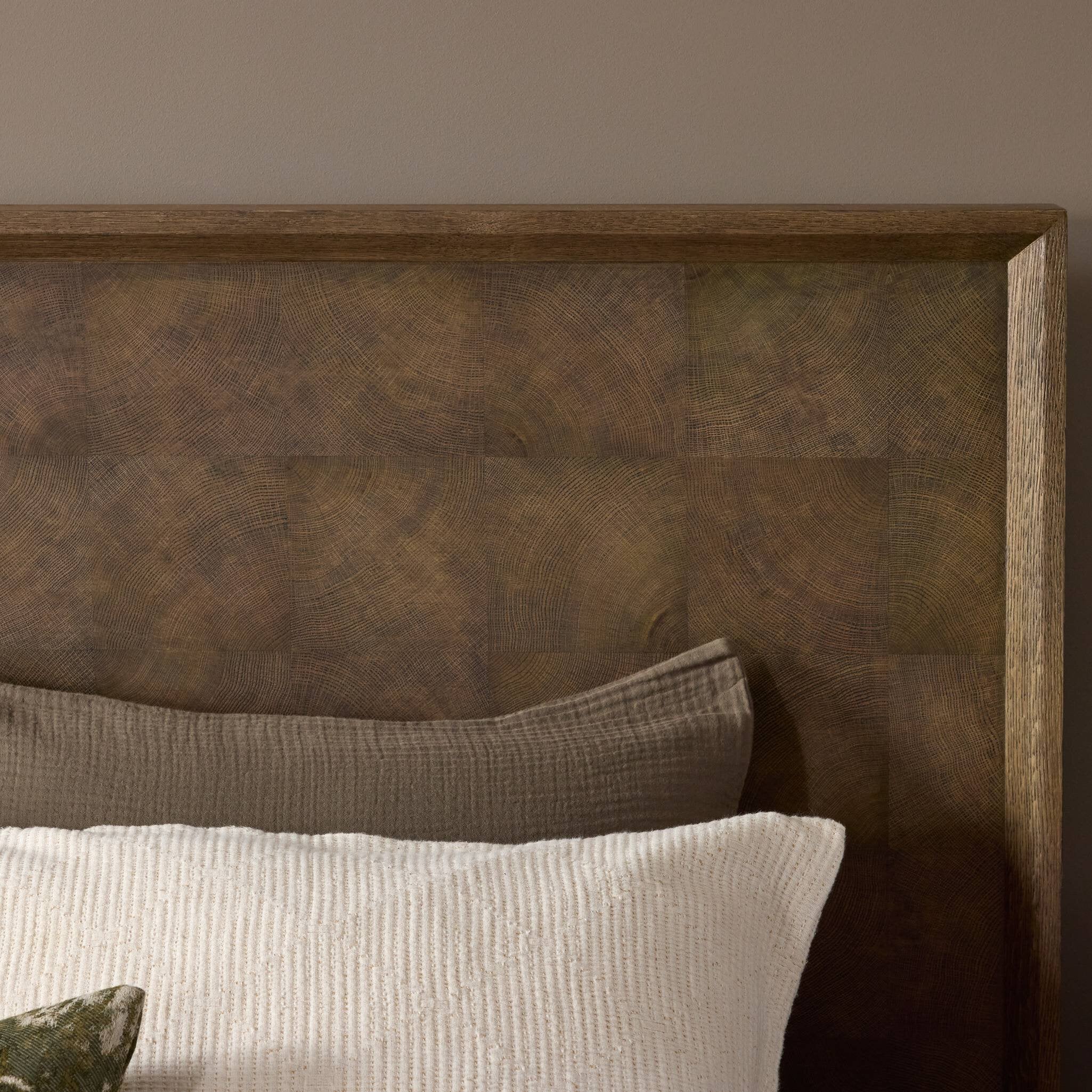 Four Hands Salta Bed — Brown Oak Thin Oyster-Brown Oak Thick Veneer-Brown Oak Solid-Queen