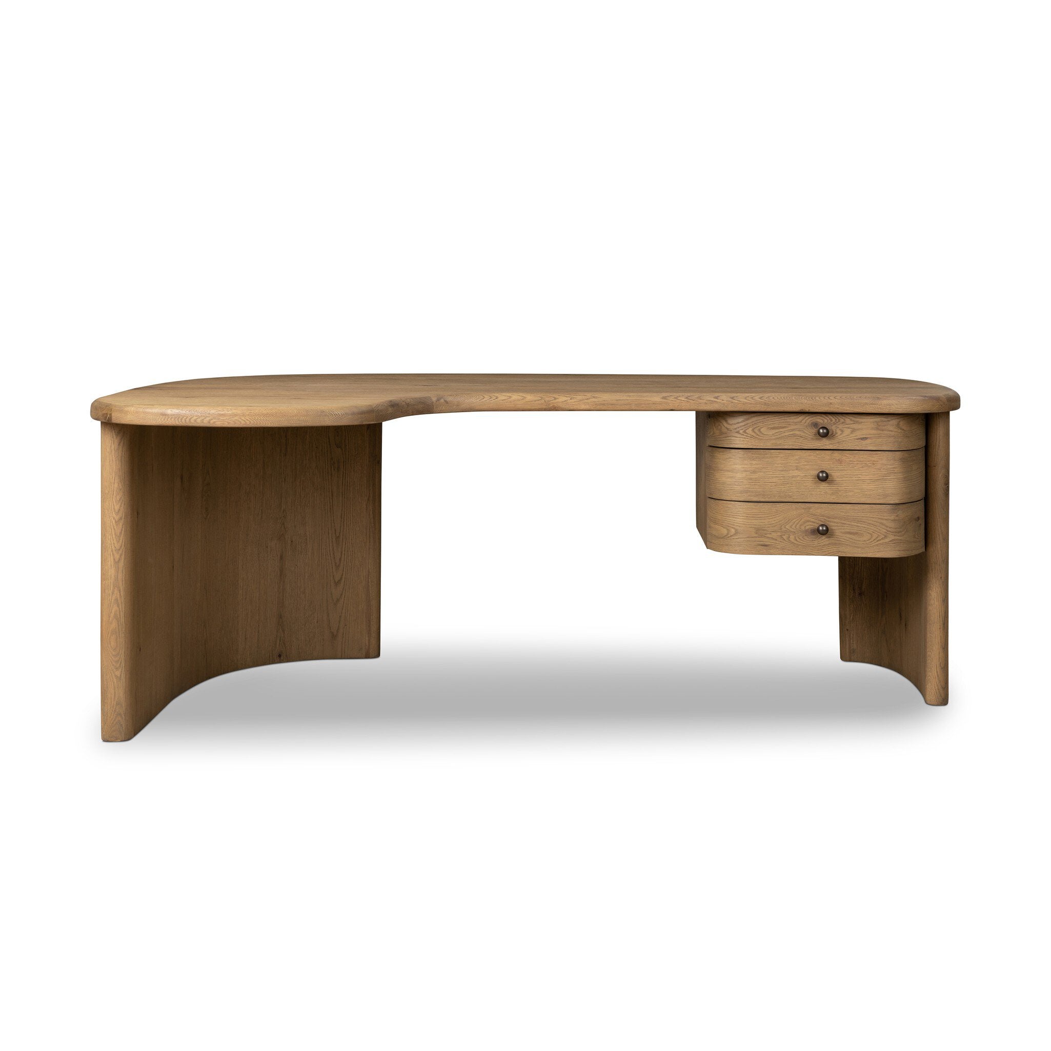 Four Hands Roan Desk — Aged Smoked Oak-Aged Smoked Oak Veneer-Oil Rubbed Bronze