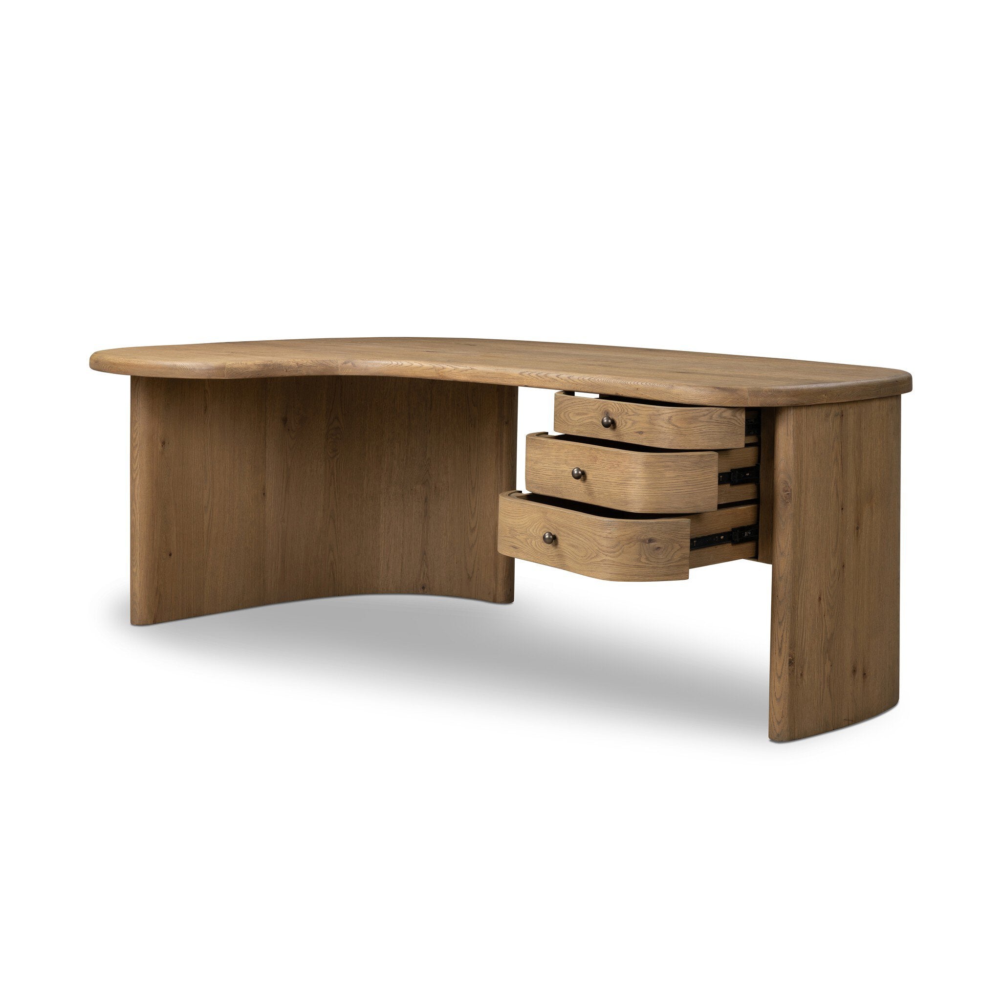 Four Hands Roan Desk — Aged Smoked Oak-Aged Smoked Oak Veneer-Oil Rubbed Bronze