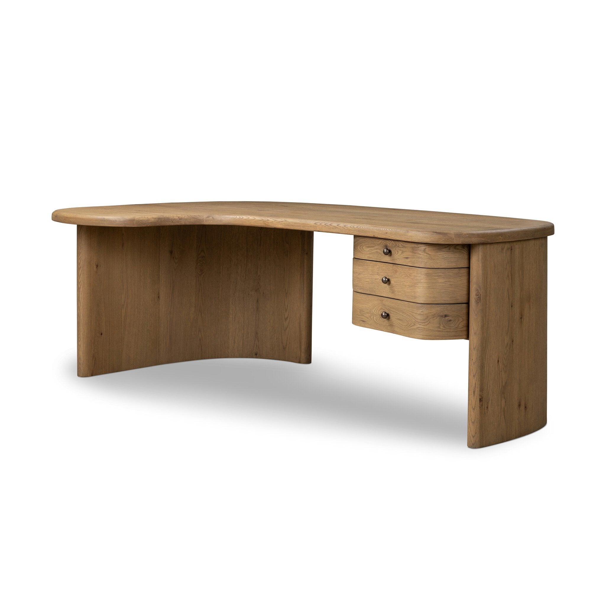 Four Hands Roan Desk — Aged Smoked Oak-Aged Smoked Oak Veneer-Oil Rubbed Bronze