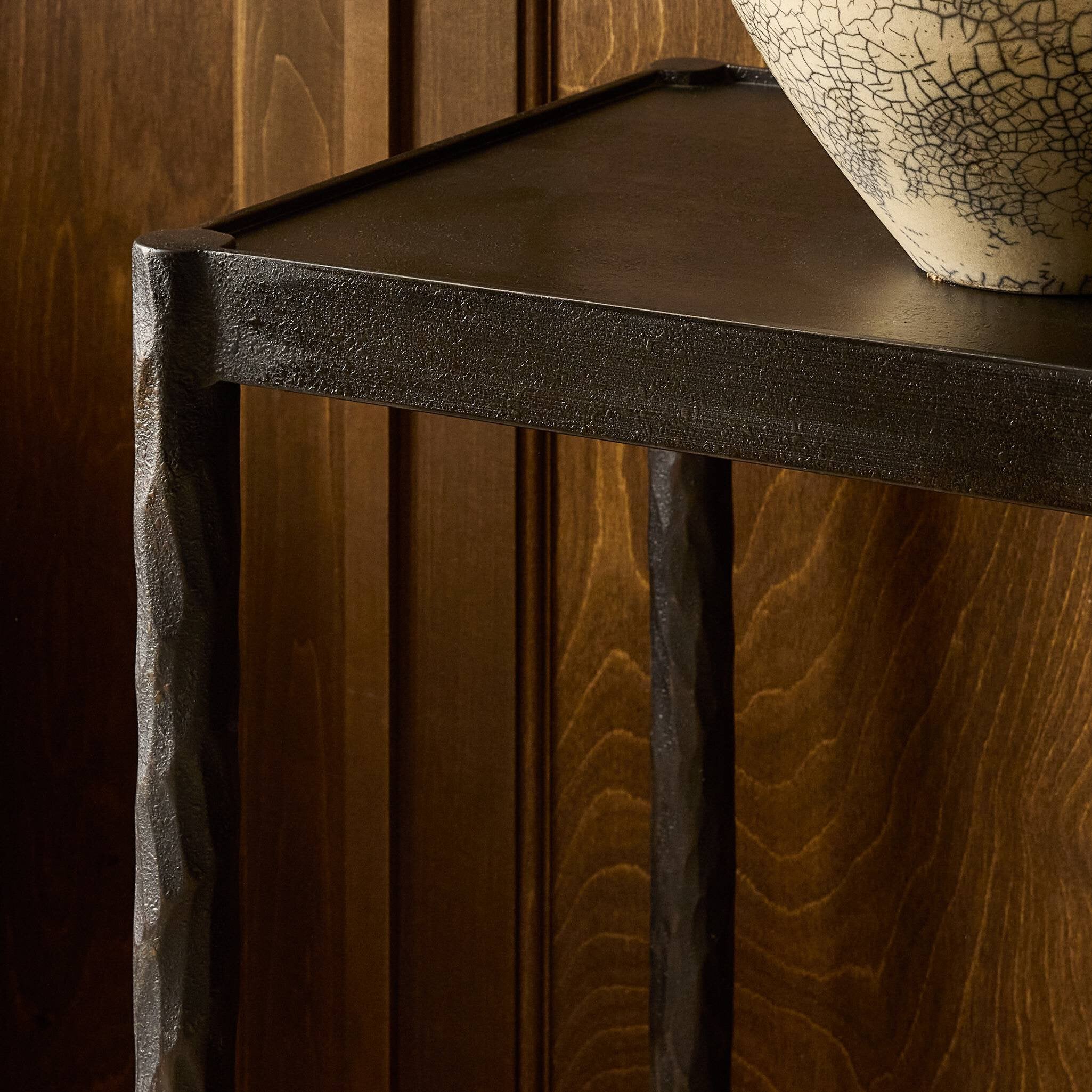 Four Hands Jade Console Table — Hammered Bronze-Textured Bronze