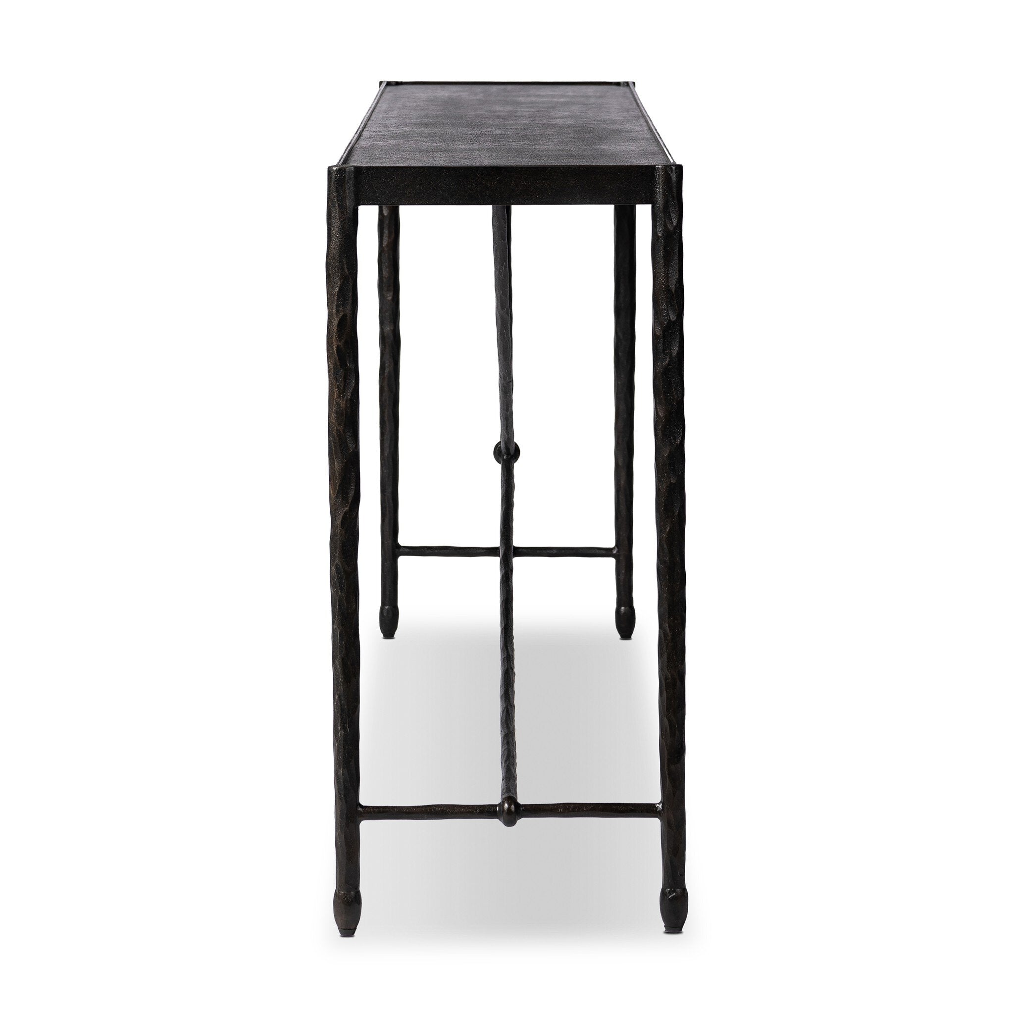 Four Hands Jade Console Table — Hammered Bronze-Textured Bronze