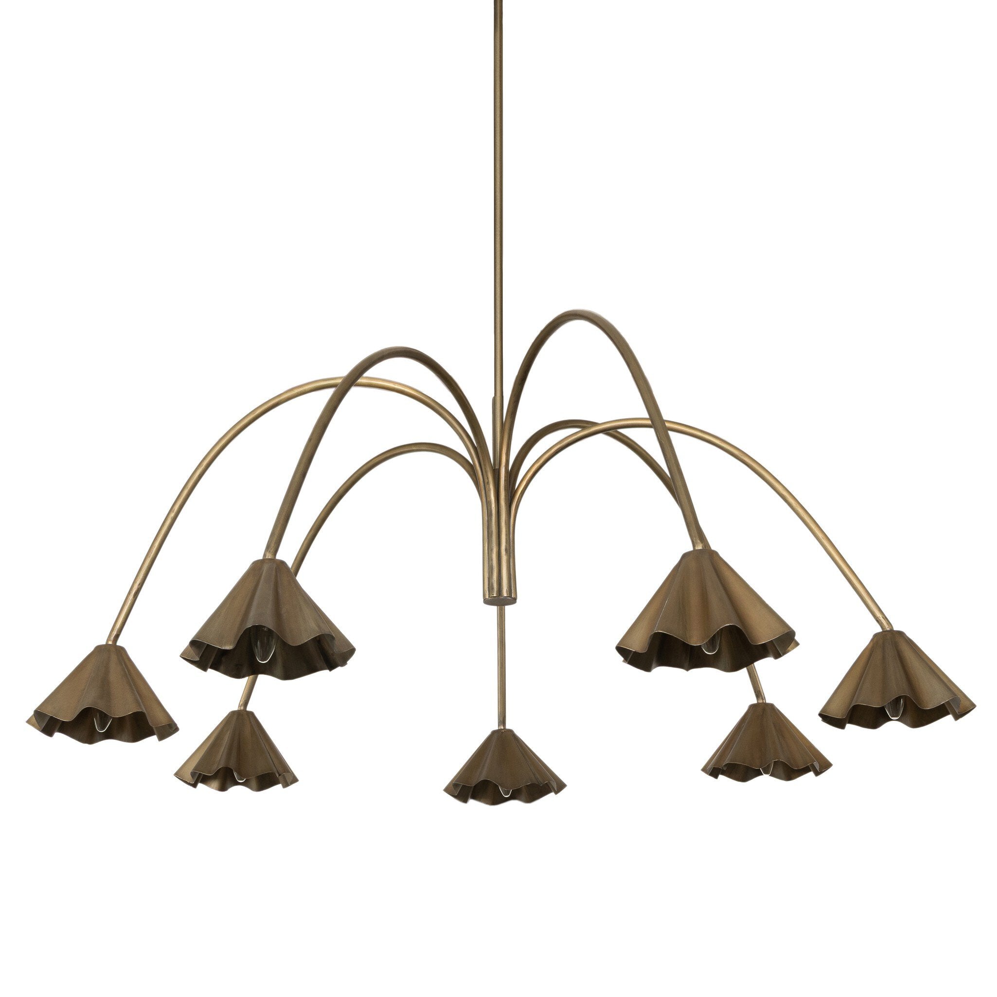 Four Hands Amabella Chandelier — Aged Antique Brass Iron-Black Cord