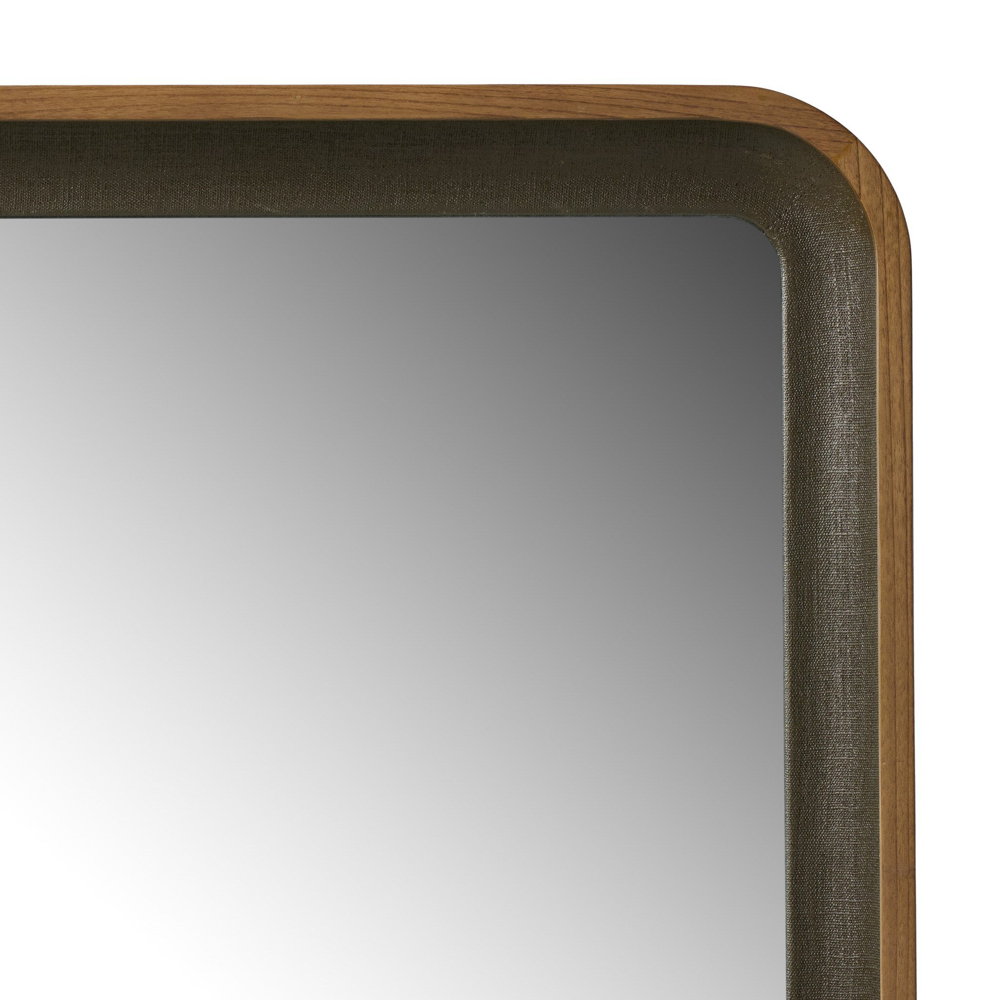 Four Hands Arno Grand Floor Mirror — Dark Green Lacquered Linen-Amber Sungkai Solid