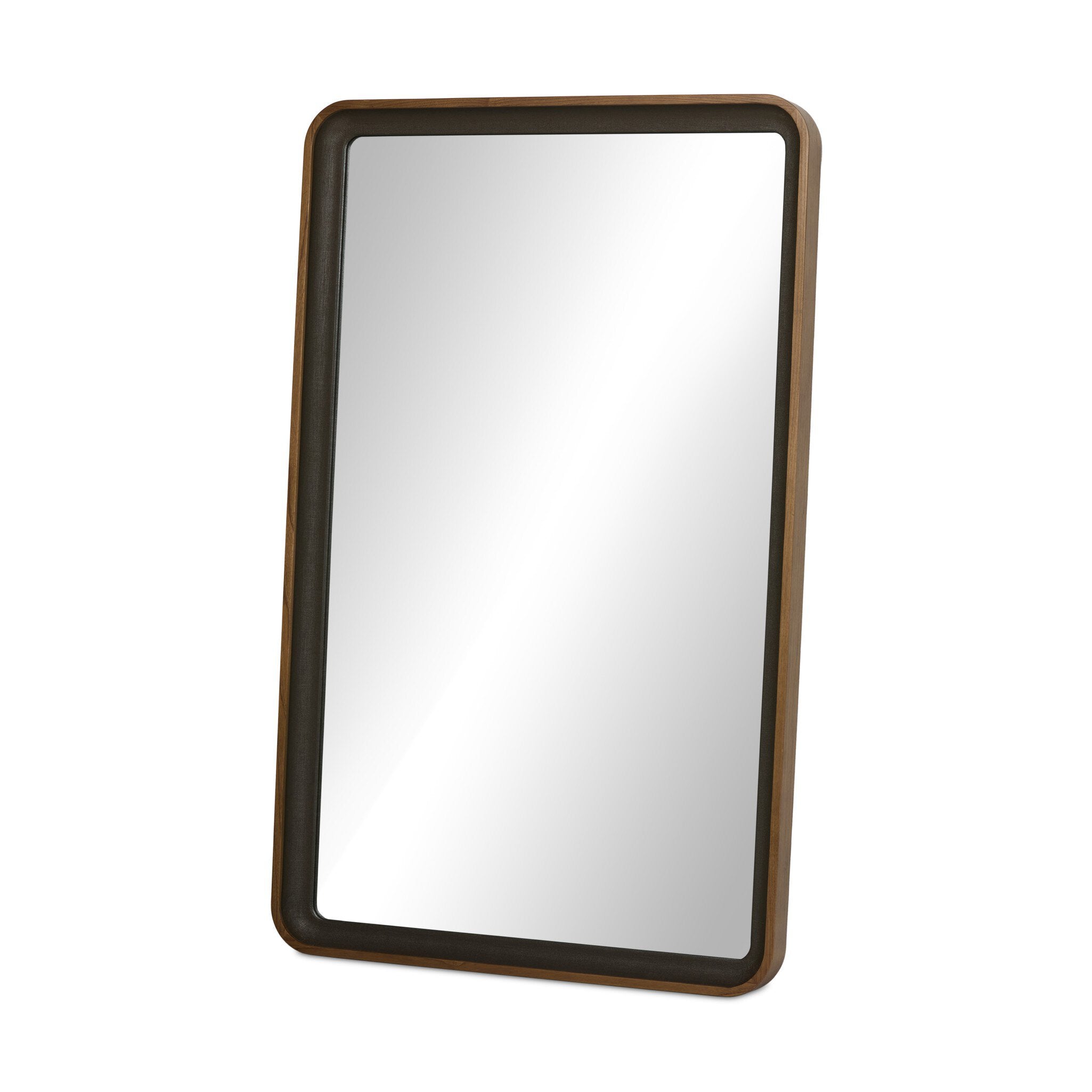 Four Hands Arno Grand Floor Mirror — Dark Green Lacquered Linen-Amber Sungkai Solid