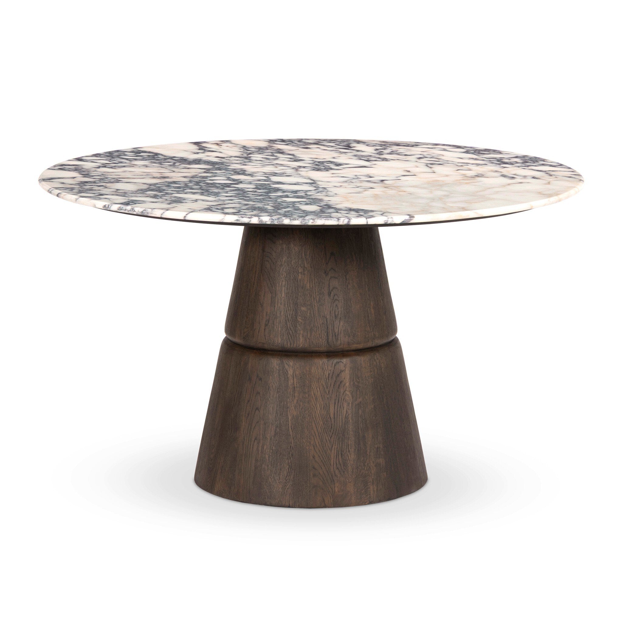 Four Hands Lino Dining Table — Calacatta Viola Marble-Espresso Oak