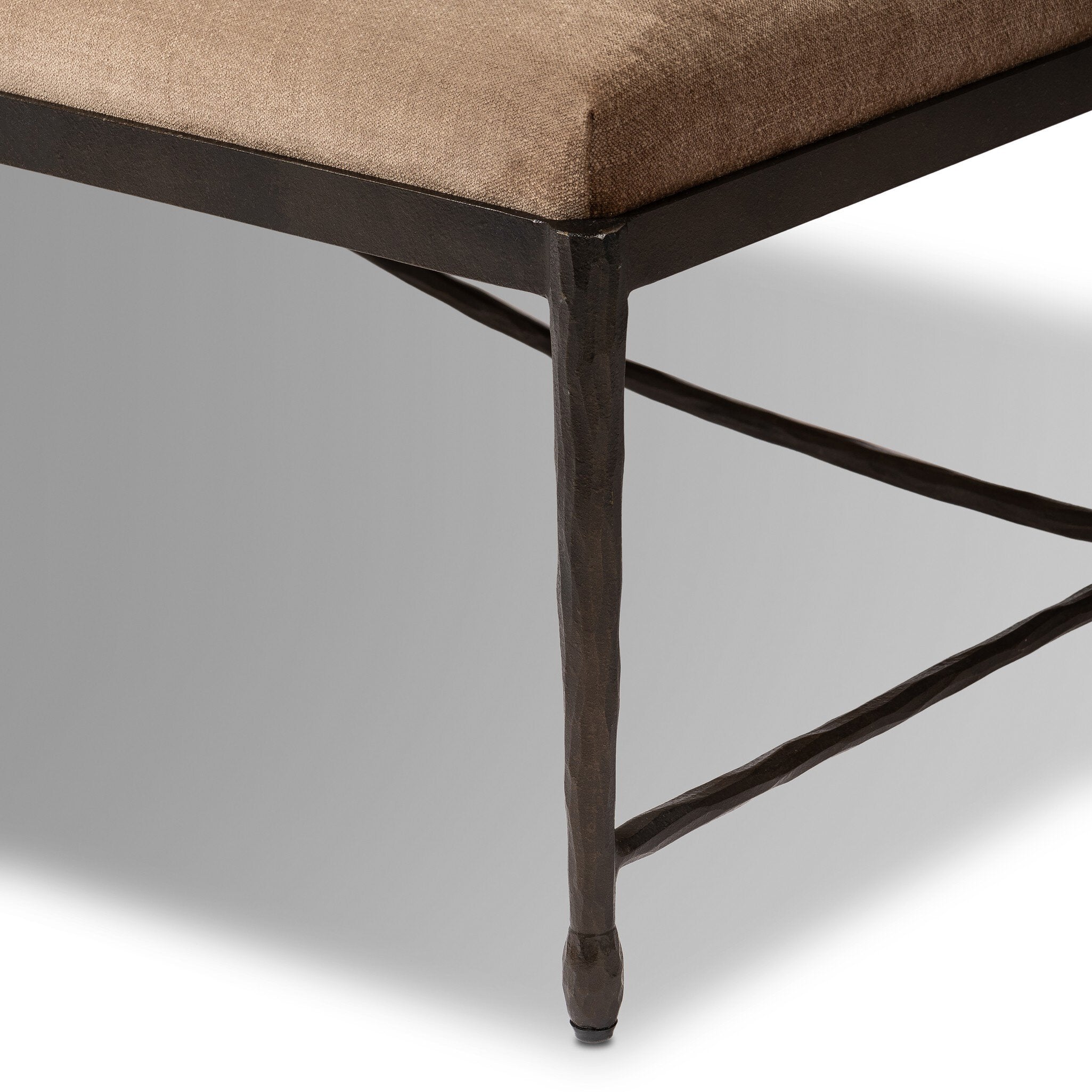 Four Hands Jade Cocktail Ottoman — Altair Mushroom-Textured Bronze-Hammered Bronze