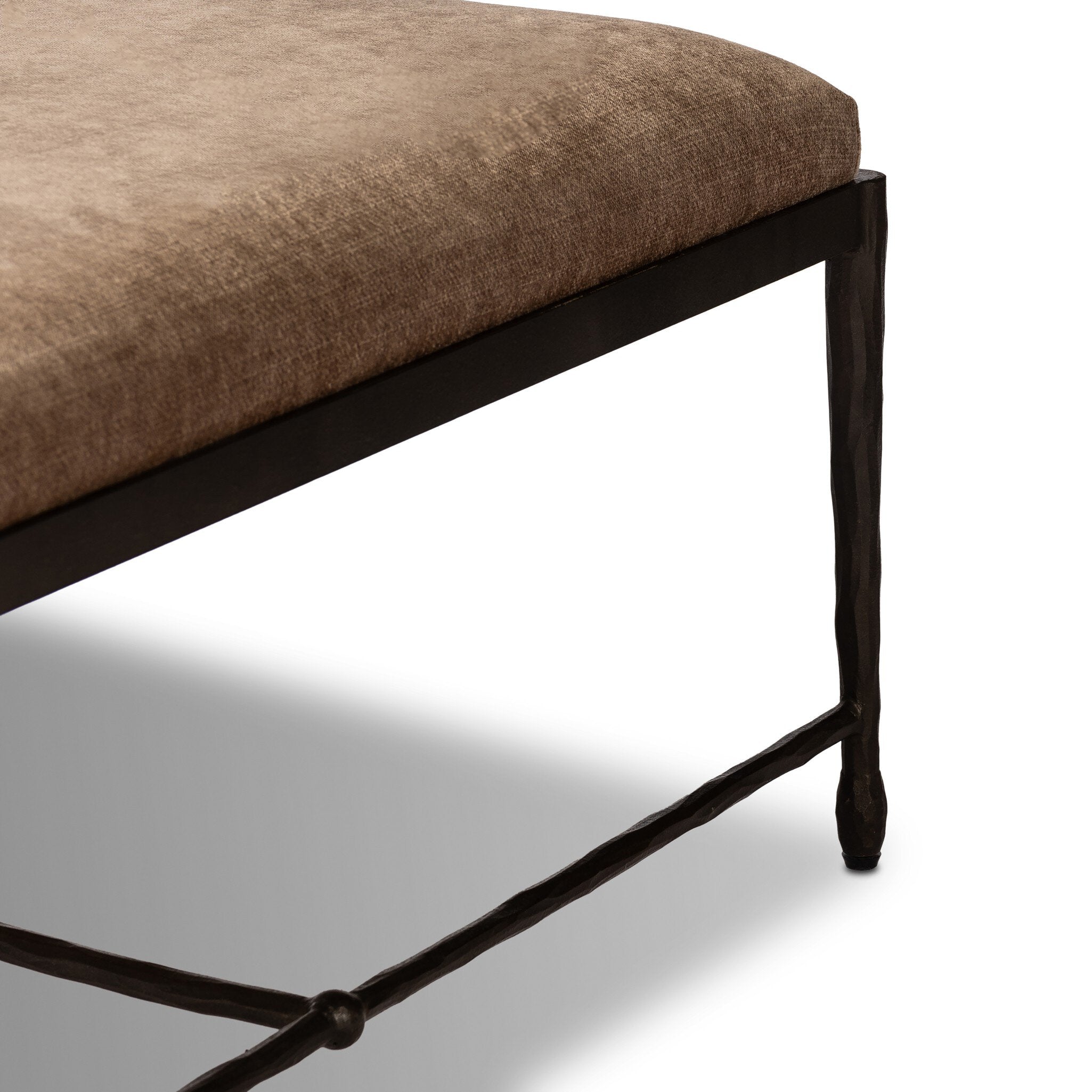 Four Hands Jade Cocktail Ottoman — Altair Mushroom-Textured Bronze-Hammered Bronze