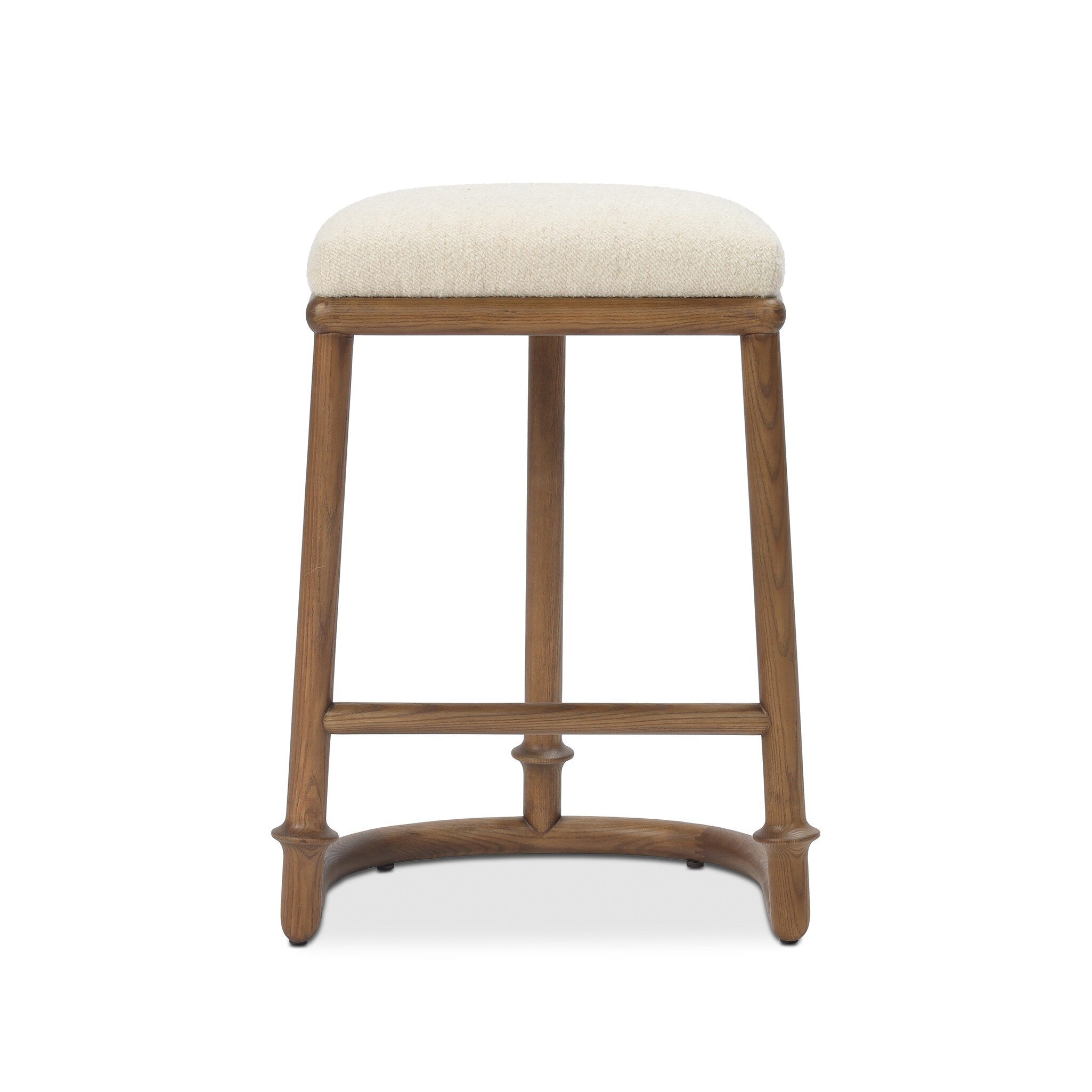Four Hands Royce Backless Stool — Charter Oatmeal-Antique Walnut-Counter