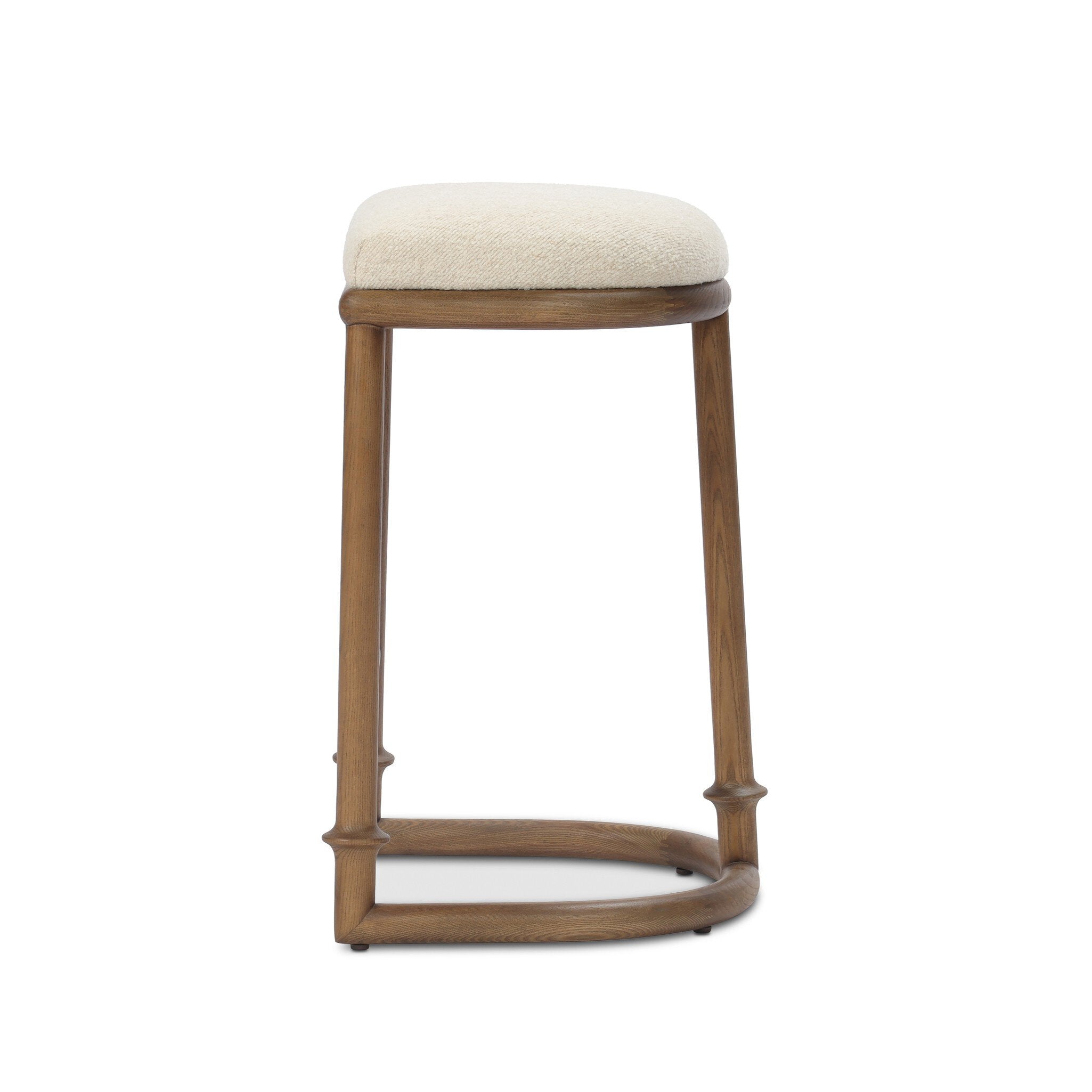 Four Hands Royce Backless Stool — Charter Oatmeal-Antique Walnut-Counter