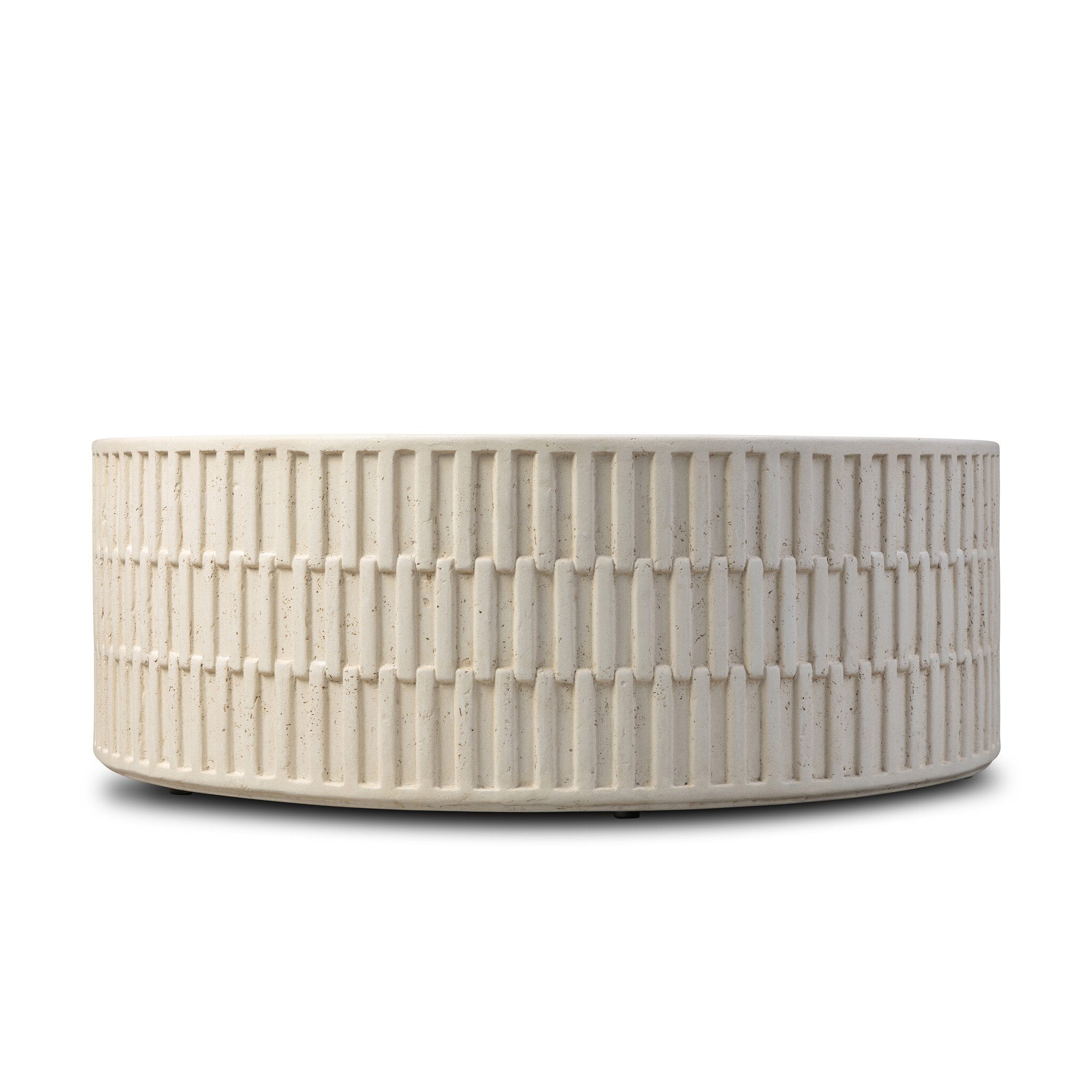 Four Hands Callisto Outdoor Coffee Table — Aged White Concrete