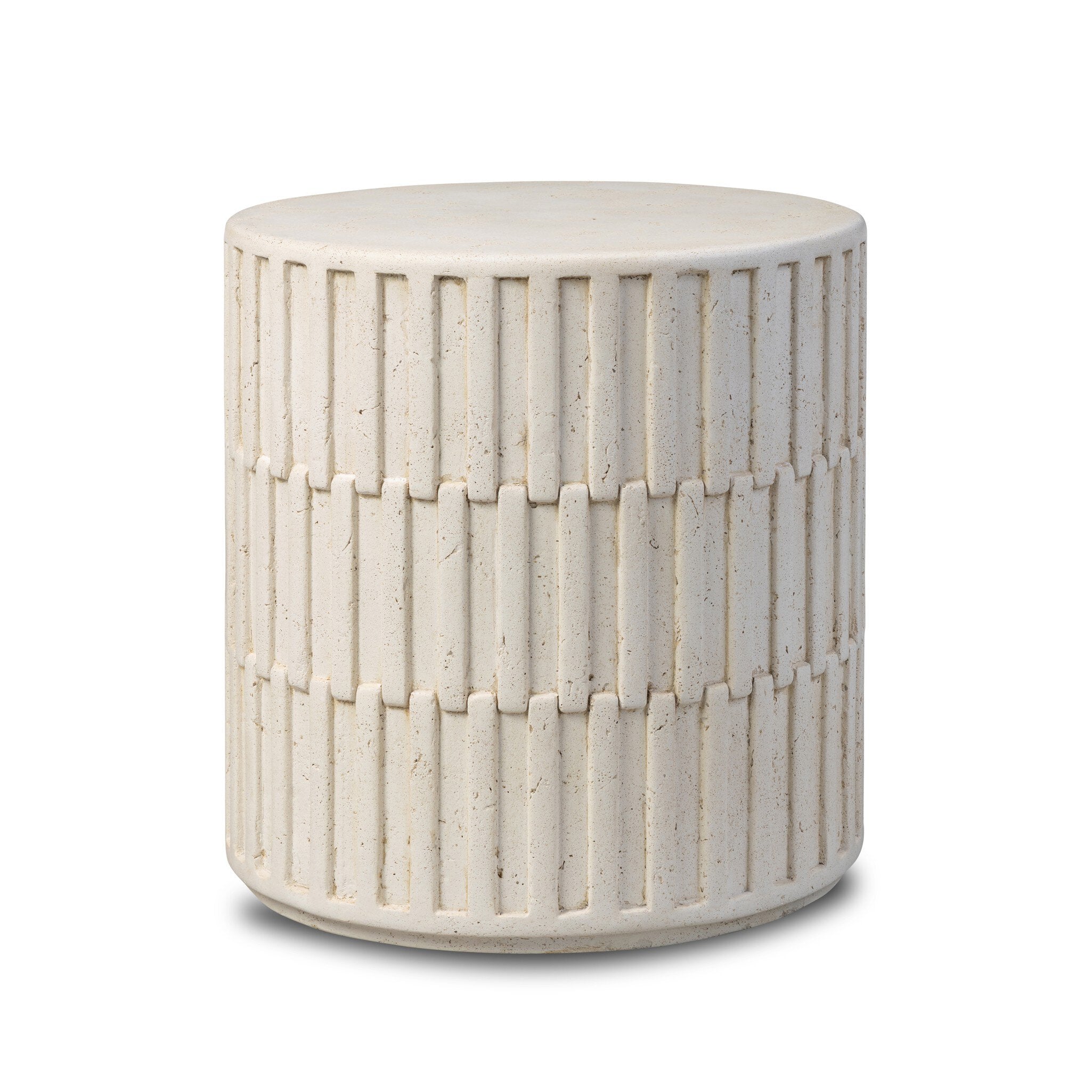 Four Hands Callisto Outdoor End Table — Aged White Concrete