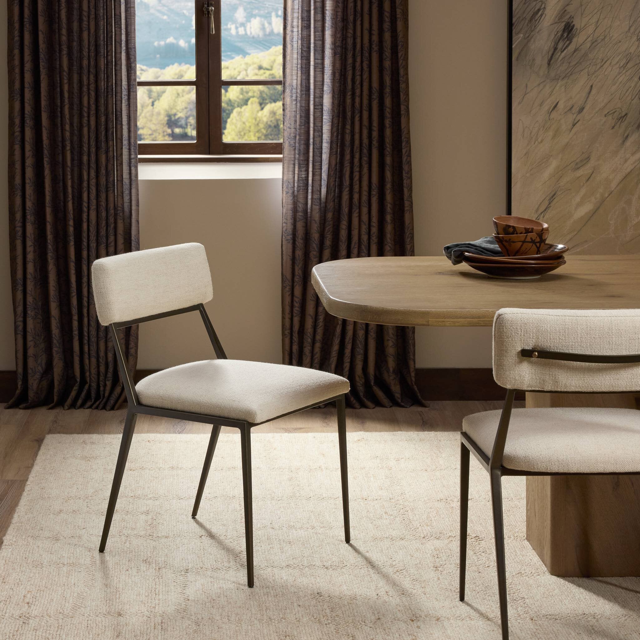 Four Hands Somerson Dining Chair — Thames Cream-Burnished Bronze-Aged Brass