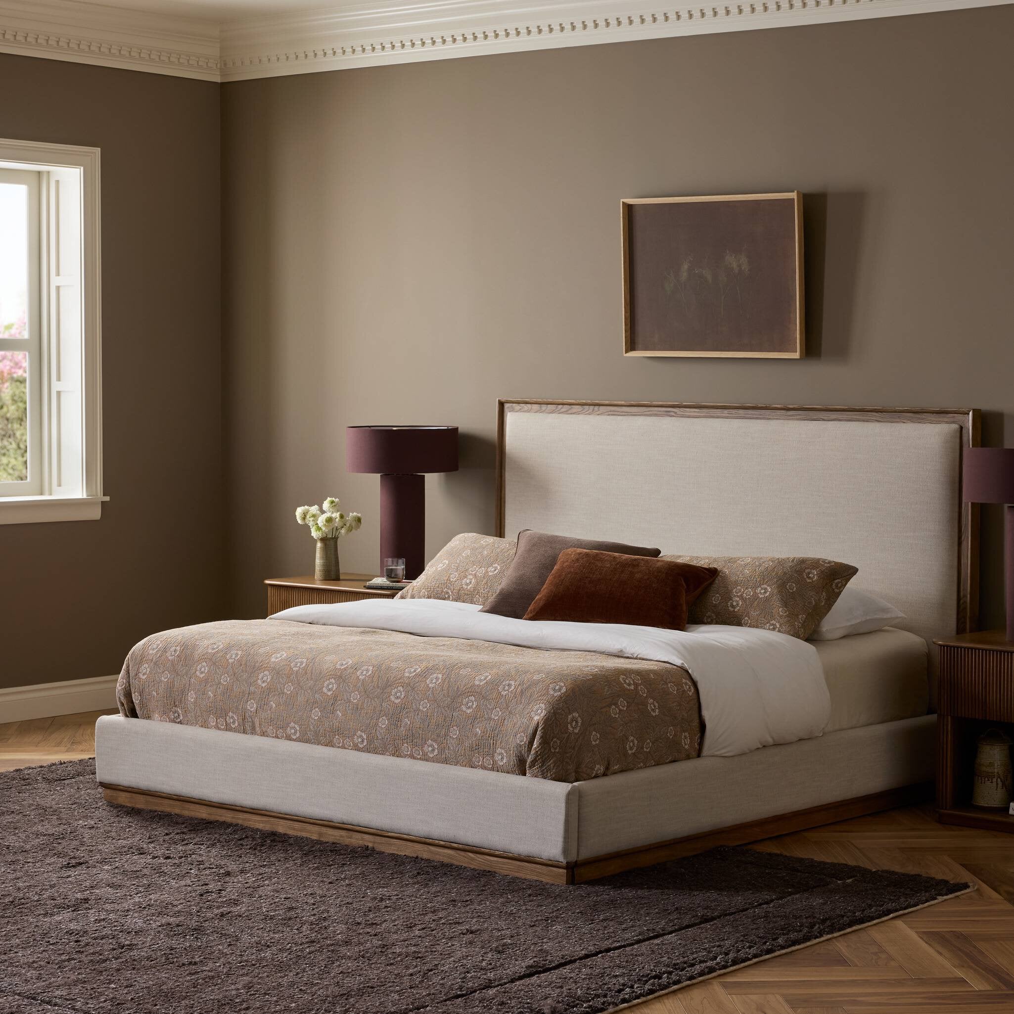 Four Hands Pearson Bed — Savoy Parchment-Amber Ash Solid-King