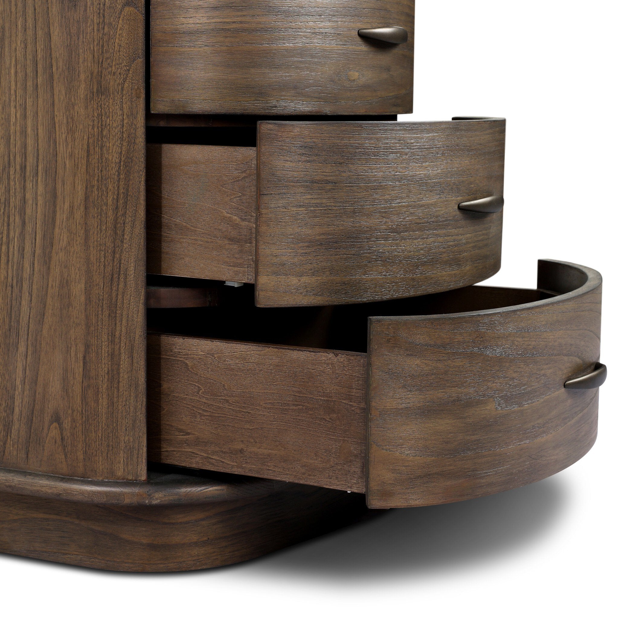 Four Hands Tovae Nightstand — Honed Coffee Marble-Stained Saddle Brown Sungkai-Aged Brass