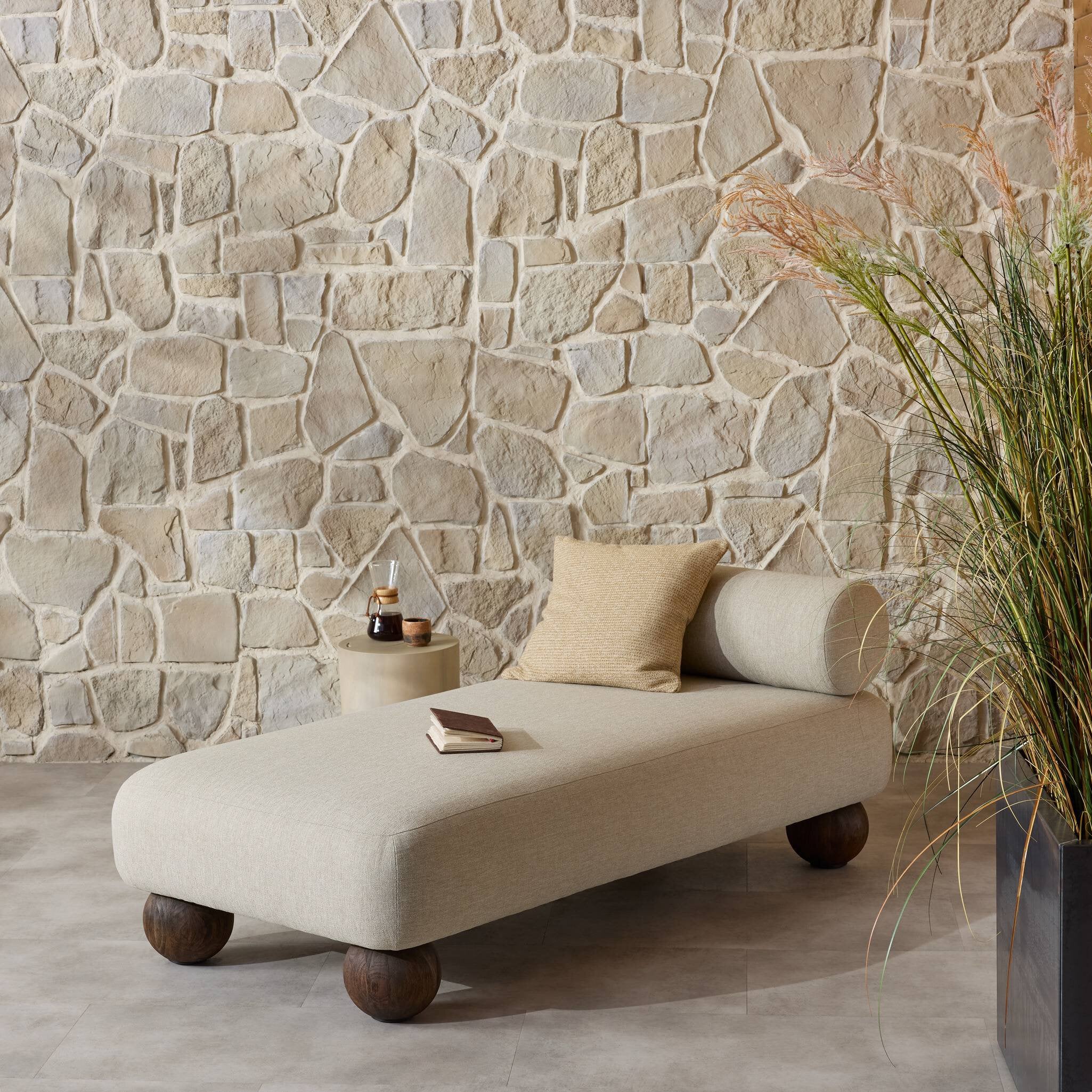 Four Hands Leilani Outdoor Chaise — Alessi Buff-Stained Saddle Brown