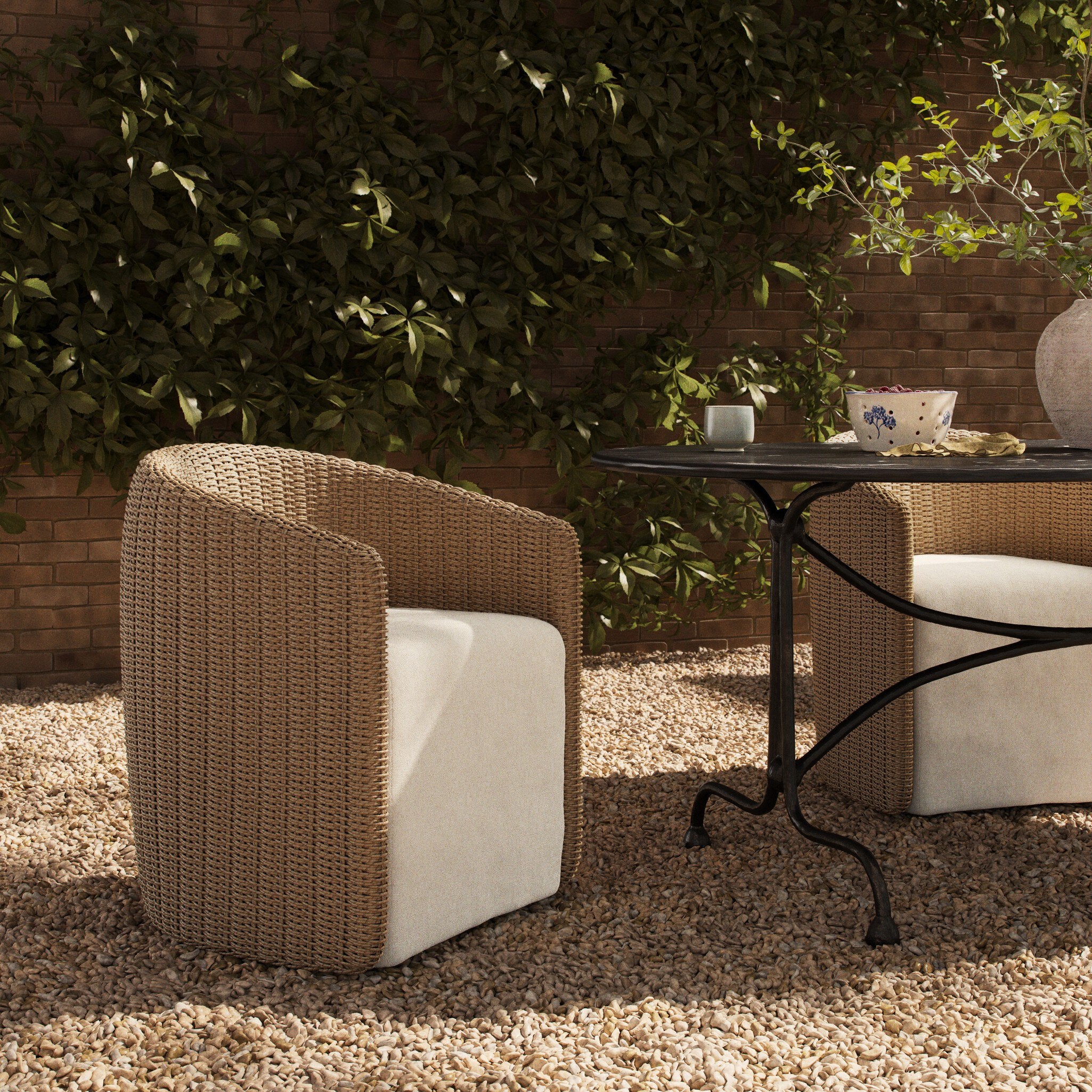 Four Hands Maven Outdoor Dining Chair — Faux Hyacinth-Alessi Linen