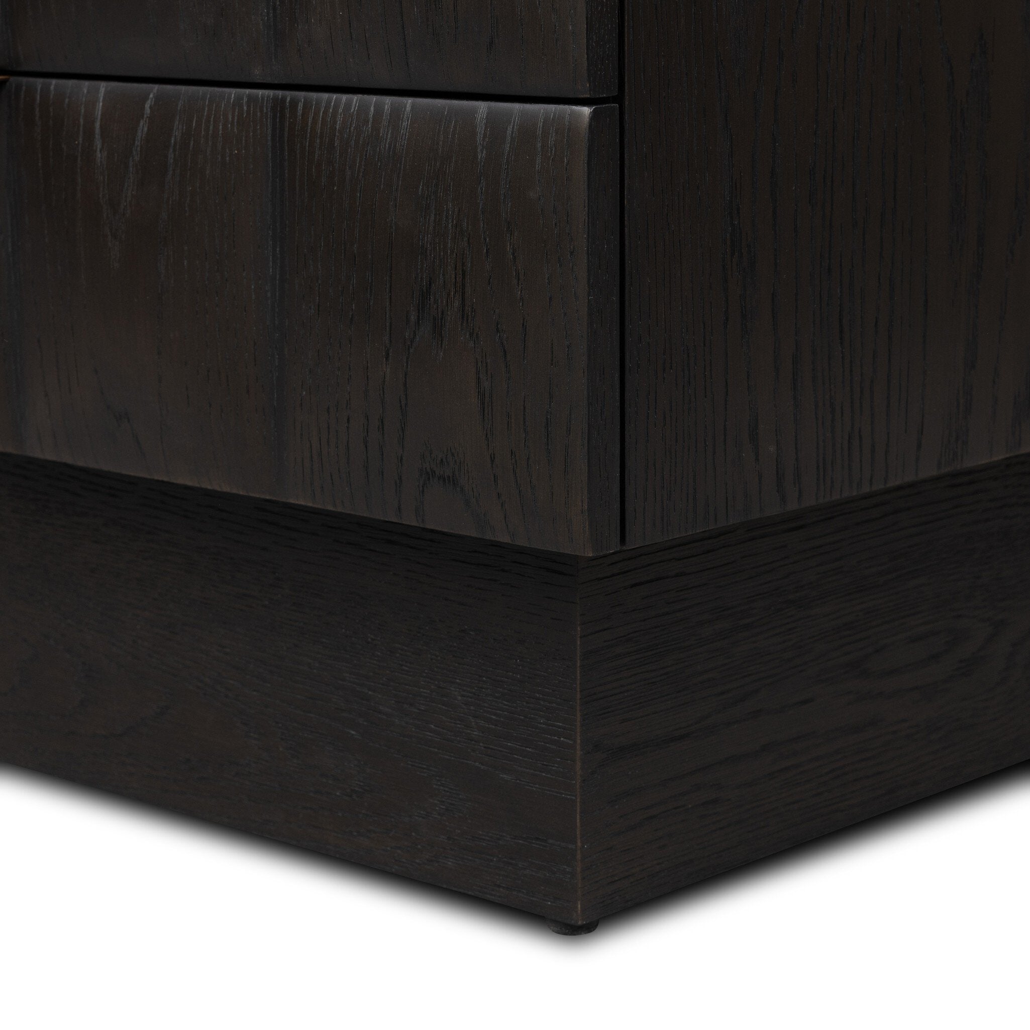 Four Hands Swell Nightstand — Dry Black Oak Veneer-Dark Aluminum