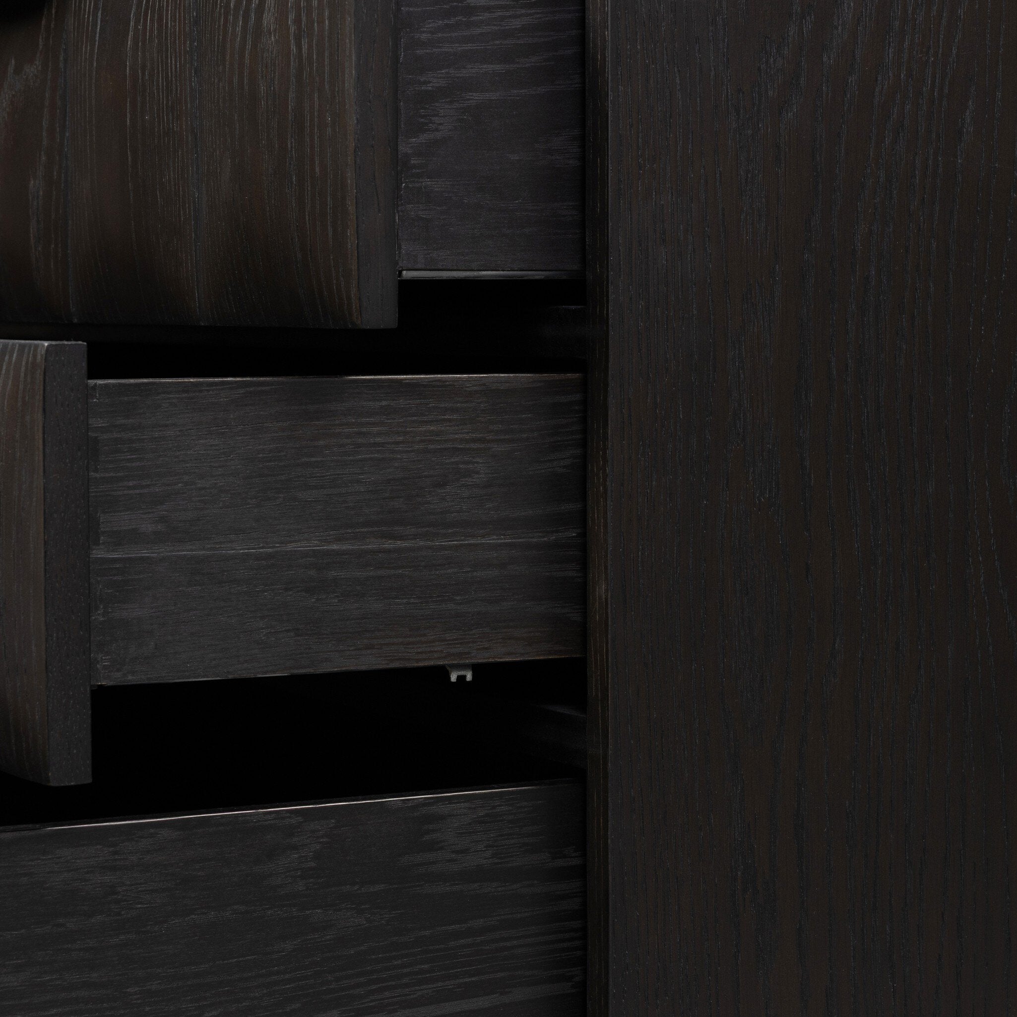 Four Hands Swell Nightstand — Dry Black Oak Veneer-Dark Aluminum