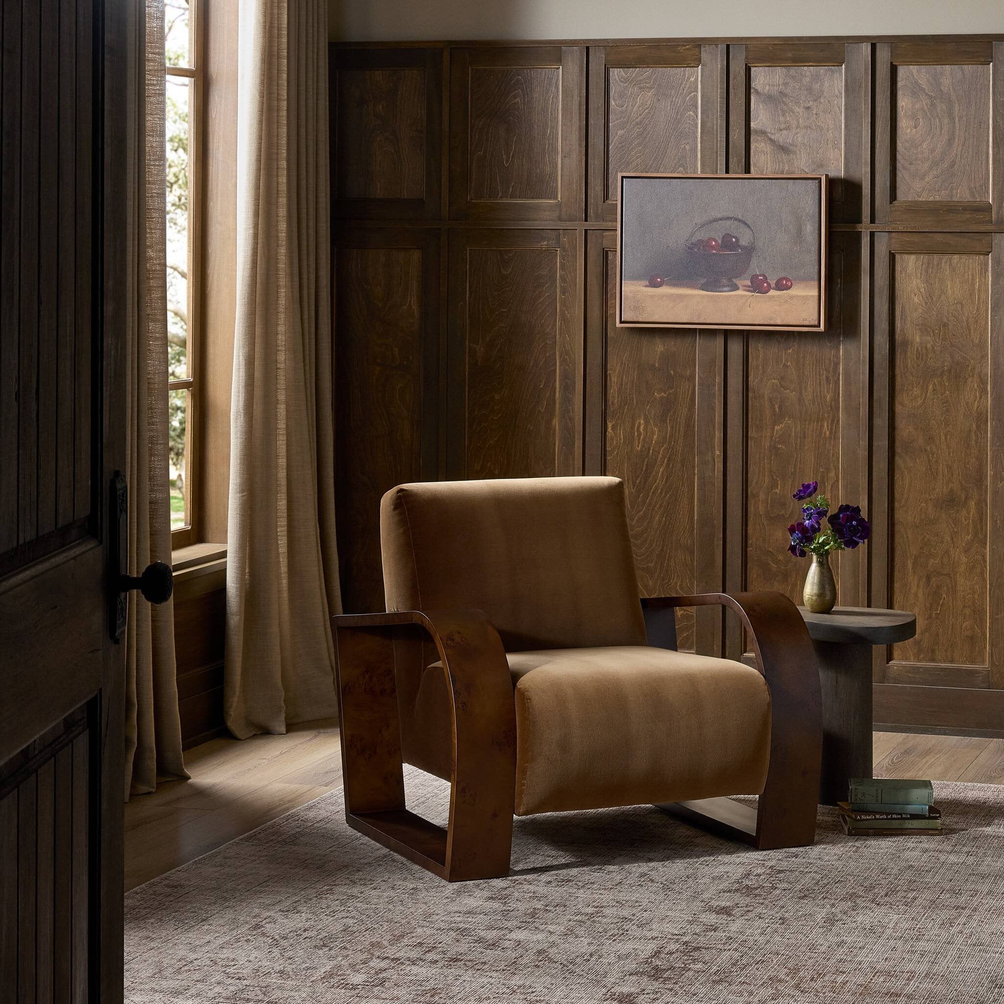 Four Hands Montez Chair — Surrey Ochre-Umber Mappa Burl