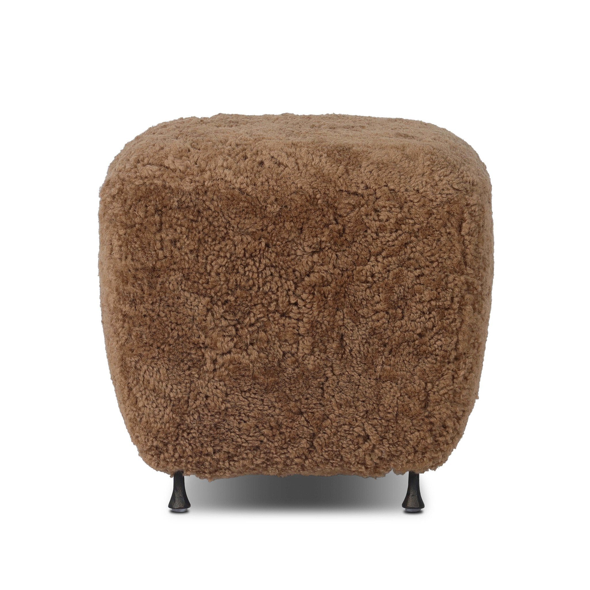 Four Hands Joey Ottoman — Amber Shearling-Hammered Black