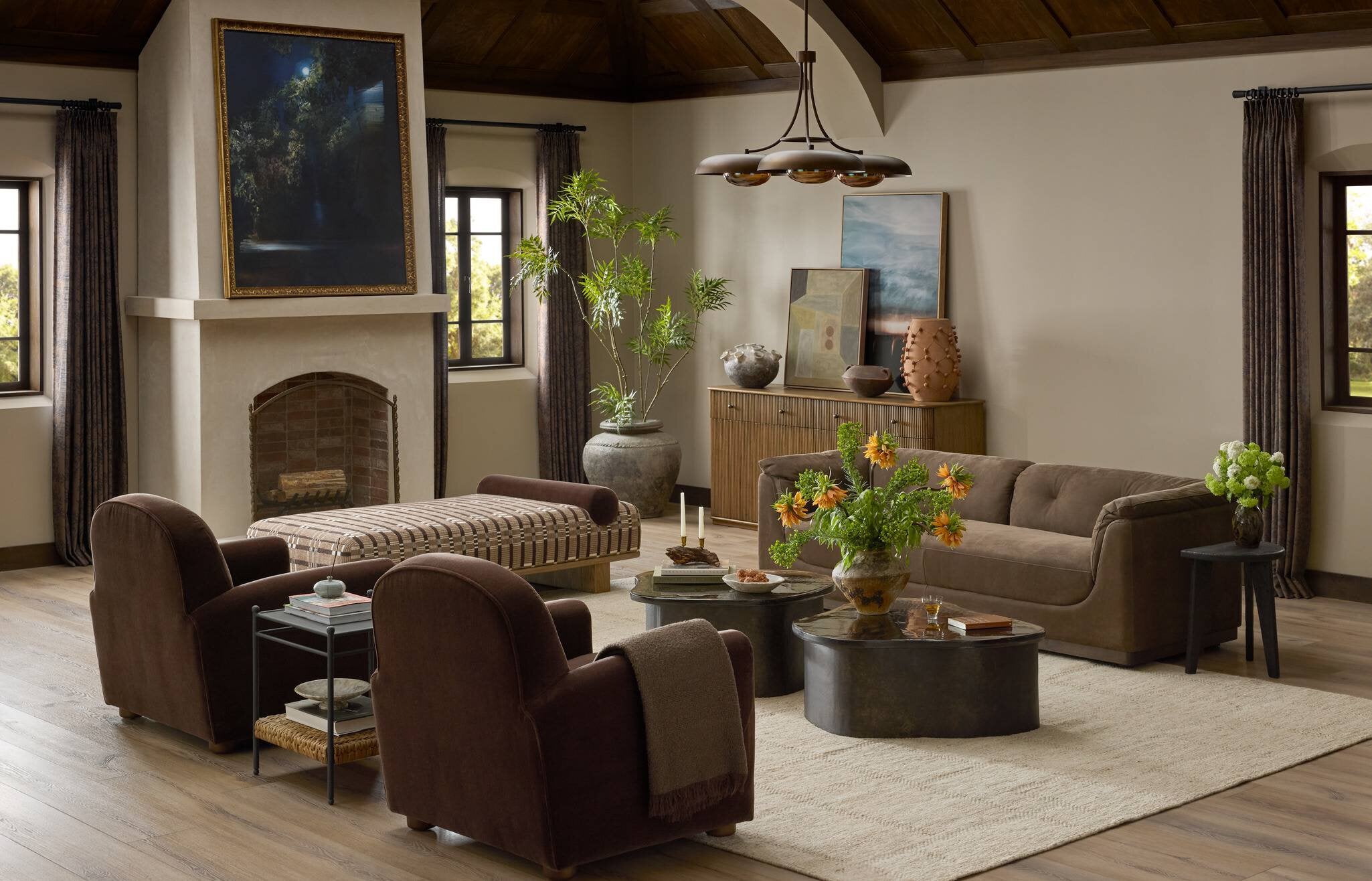 Four Hands Teia Chaise — Sandhill Cocoa-Distressed Sable-Monte Chocolate