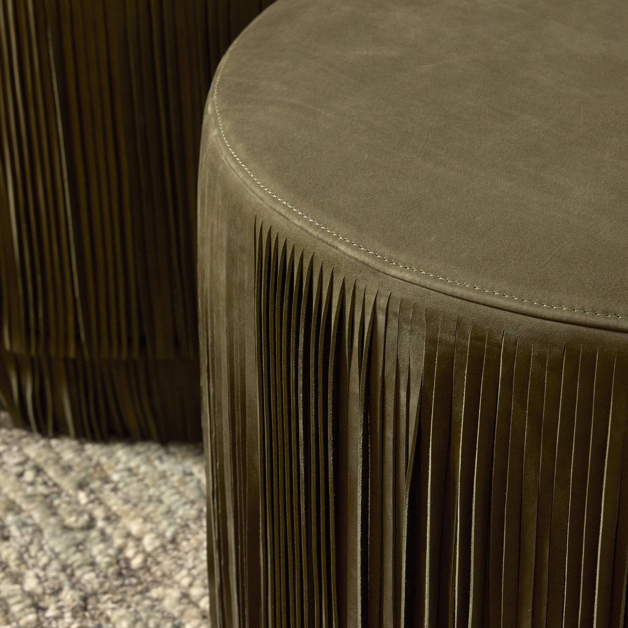 Four Hands Rooney Ottoman — Nubuck Olive