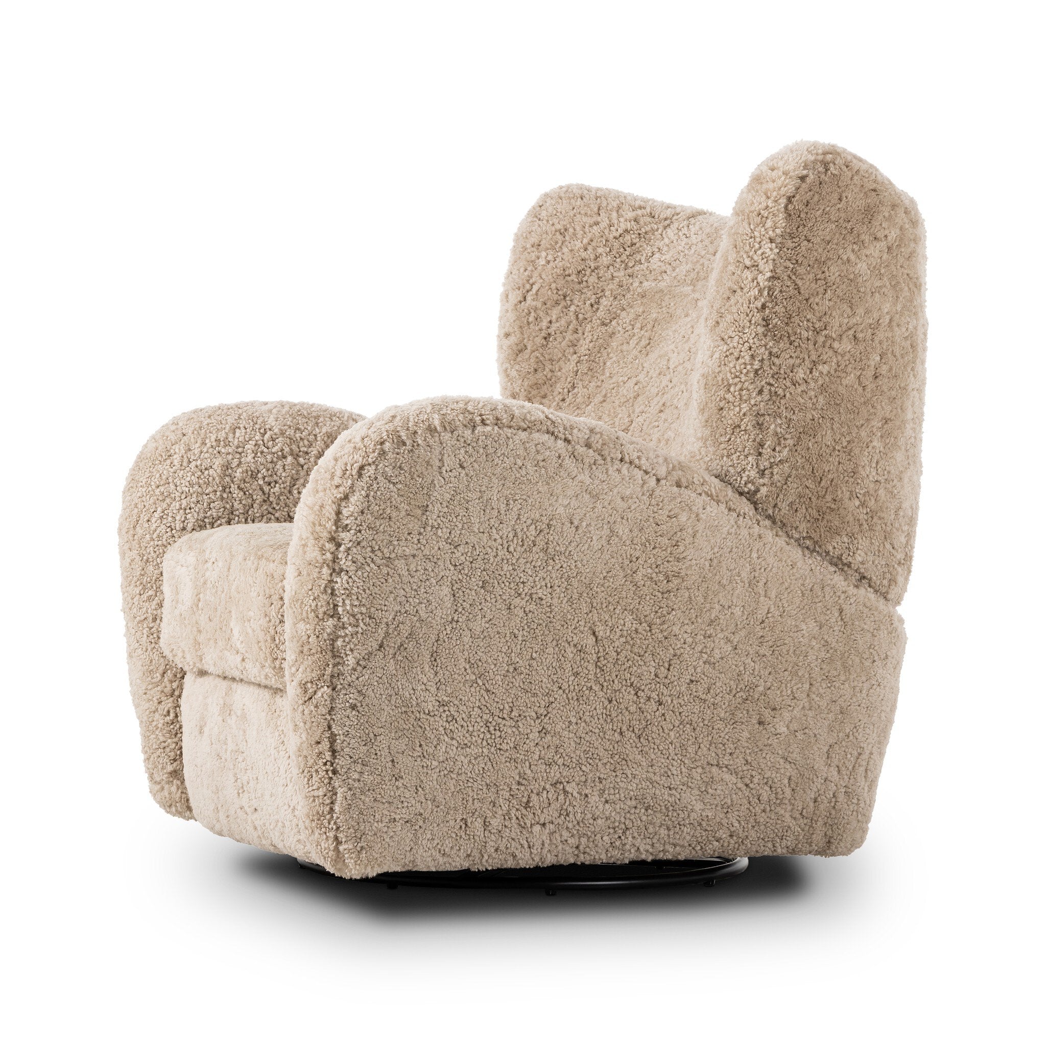 Four Hands Amelie Swivel Recliner — Beige Shearling