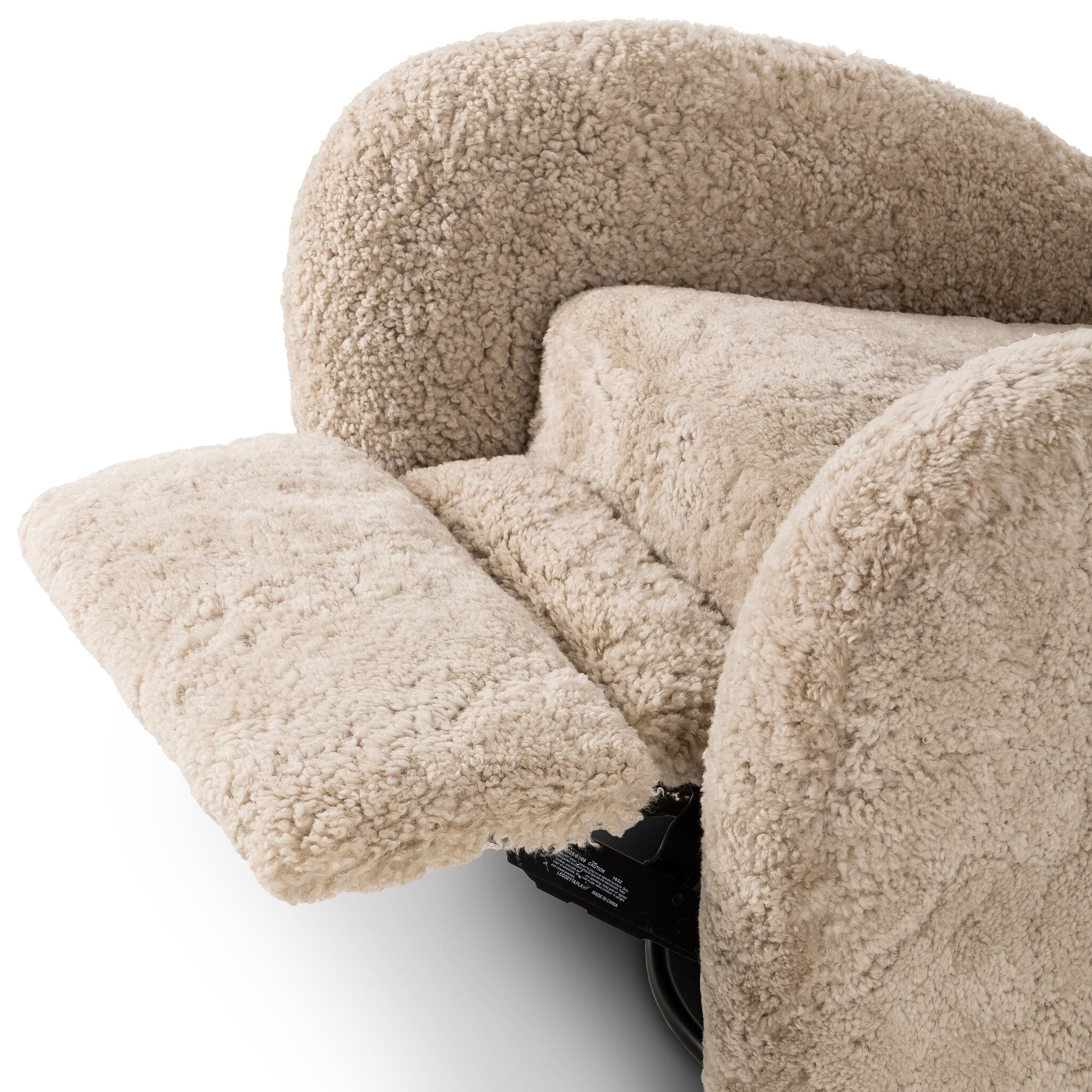 Four Hands Amelie Swivel Recliner — Beige Shearling