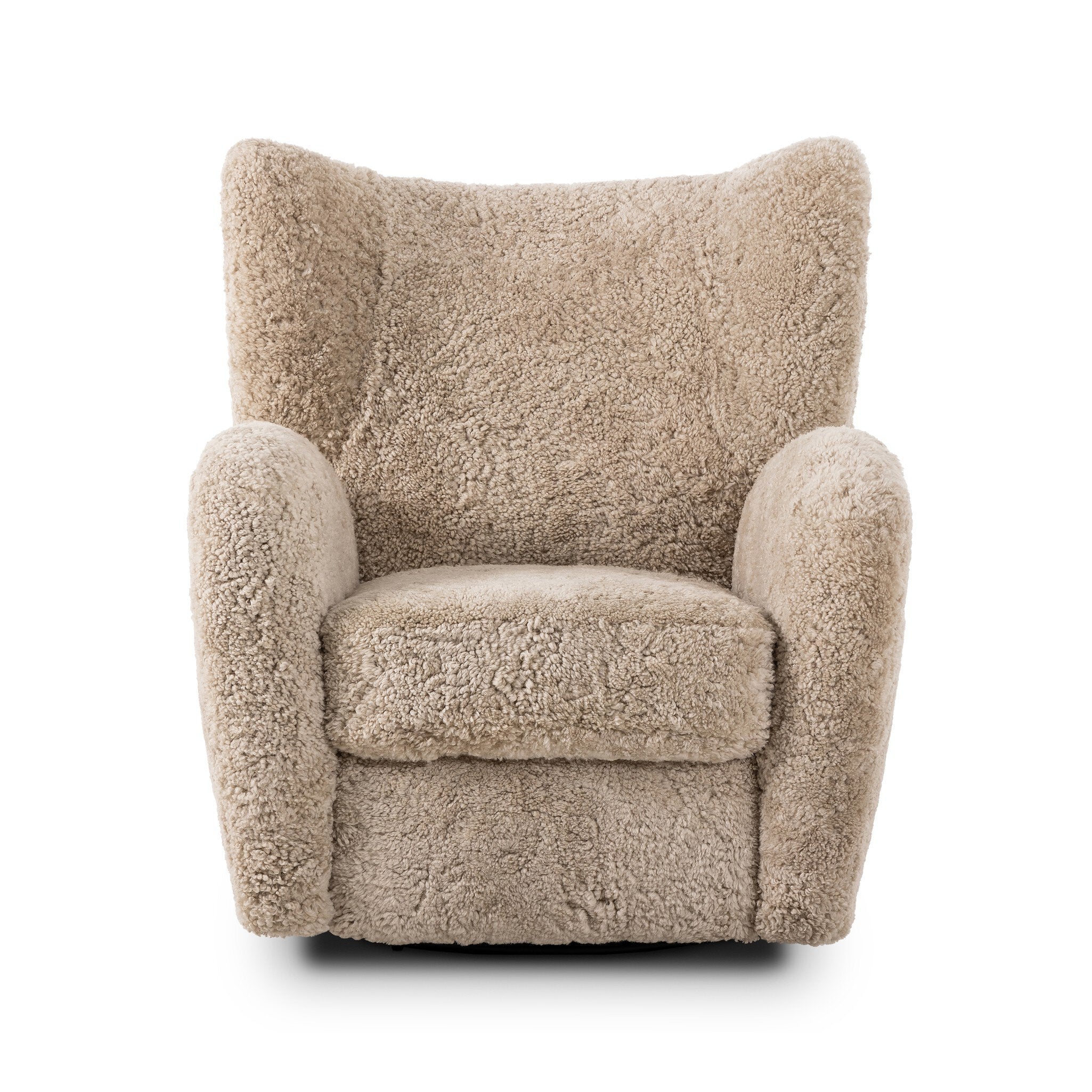 Four Hands Amelie Swivel Recliner — Beige Shearling