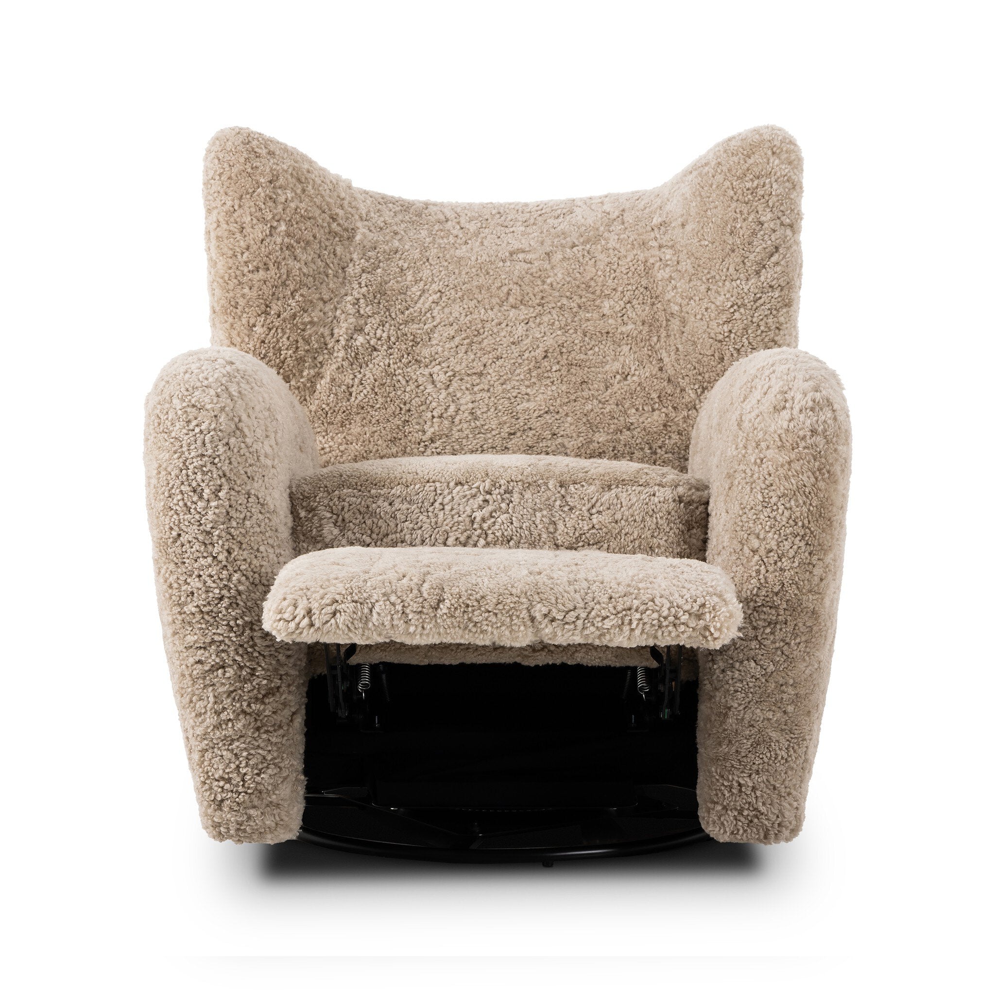 Four Hands Amelie Swivel Recliner — Beige Shearling